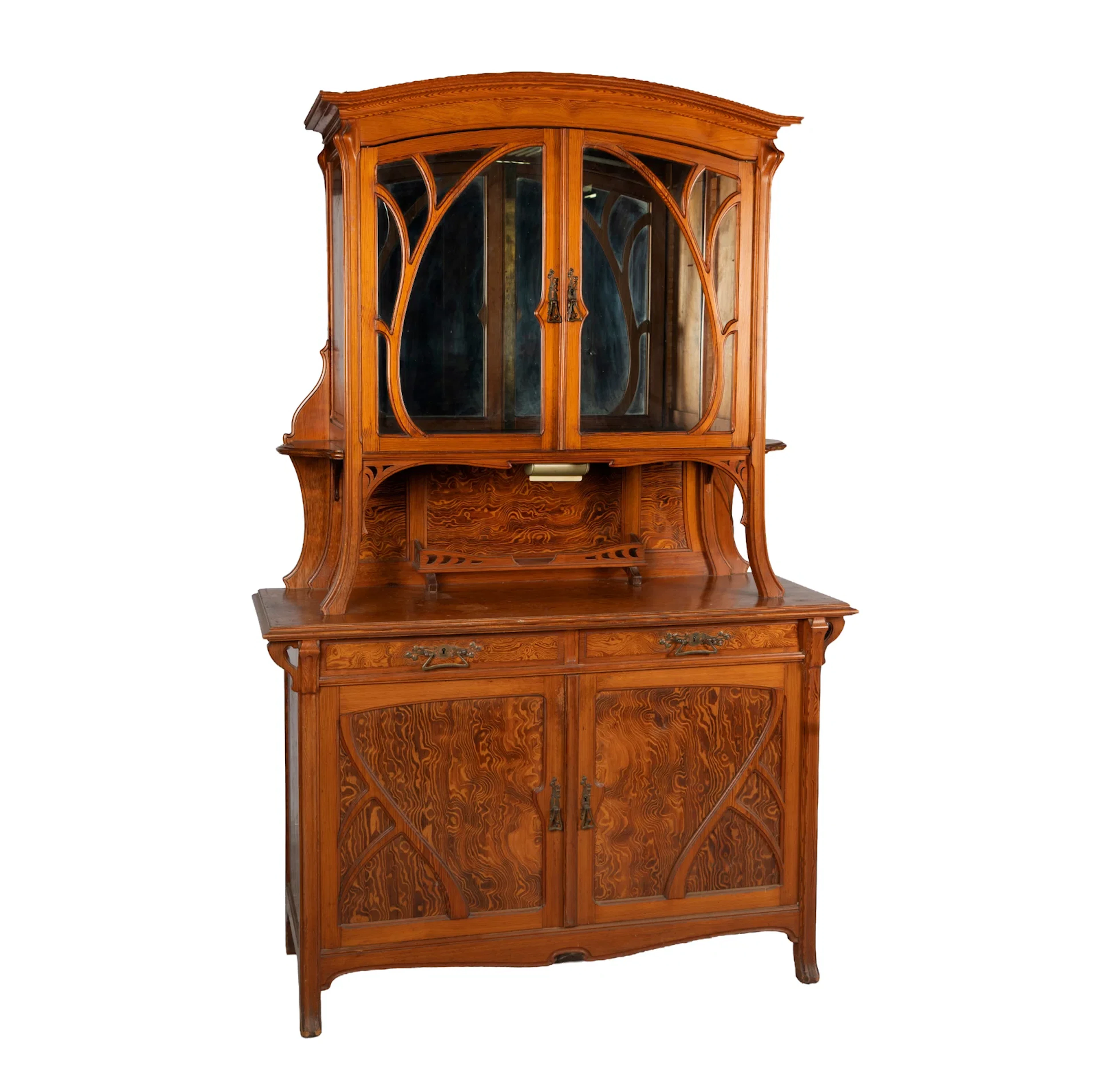 A French Art Nouveau Carved Wood China Cabinet