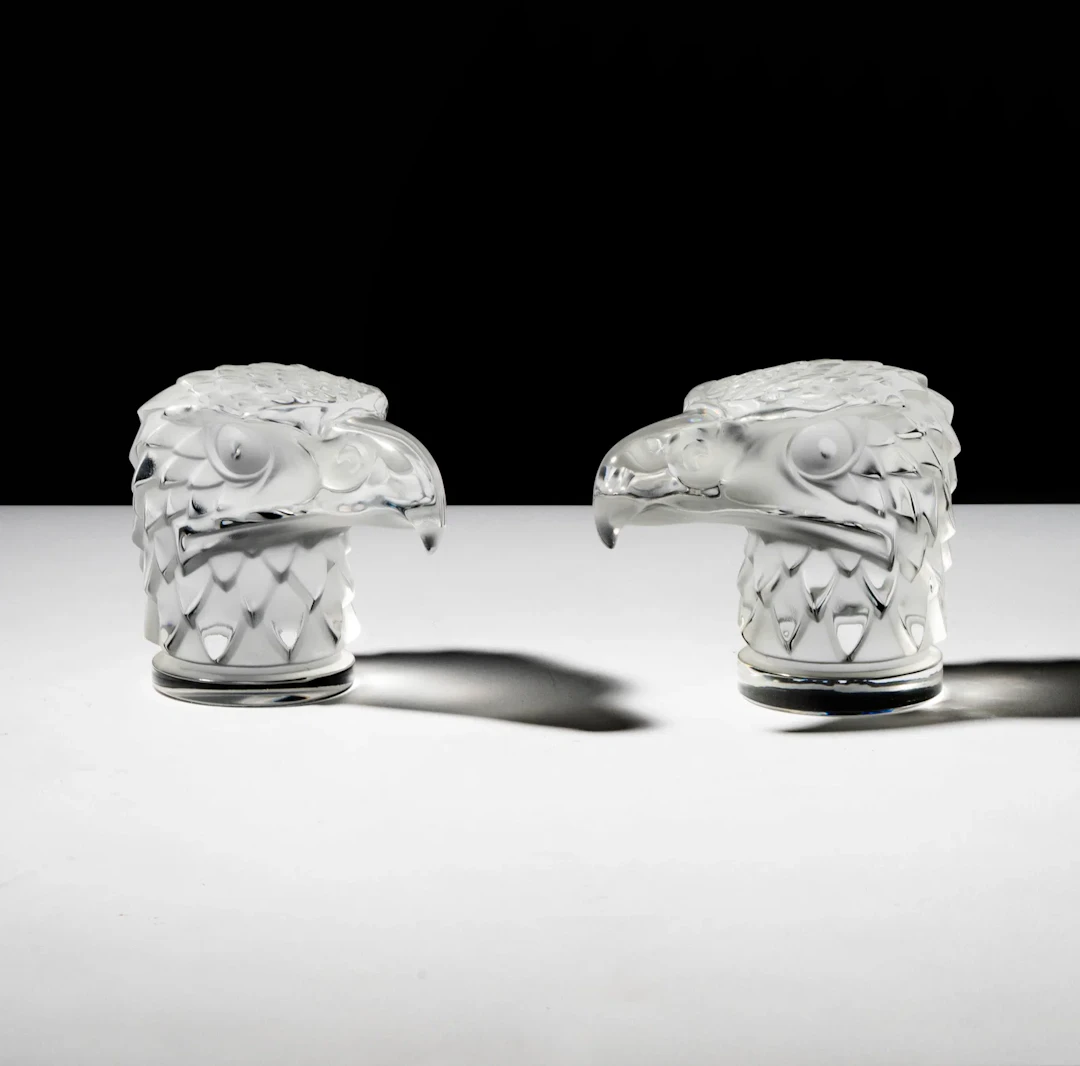 Lalique Pair of Tete D’Aigle Mascots
