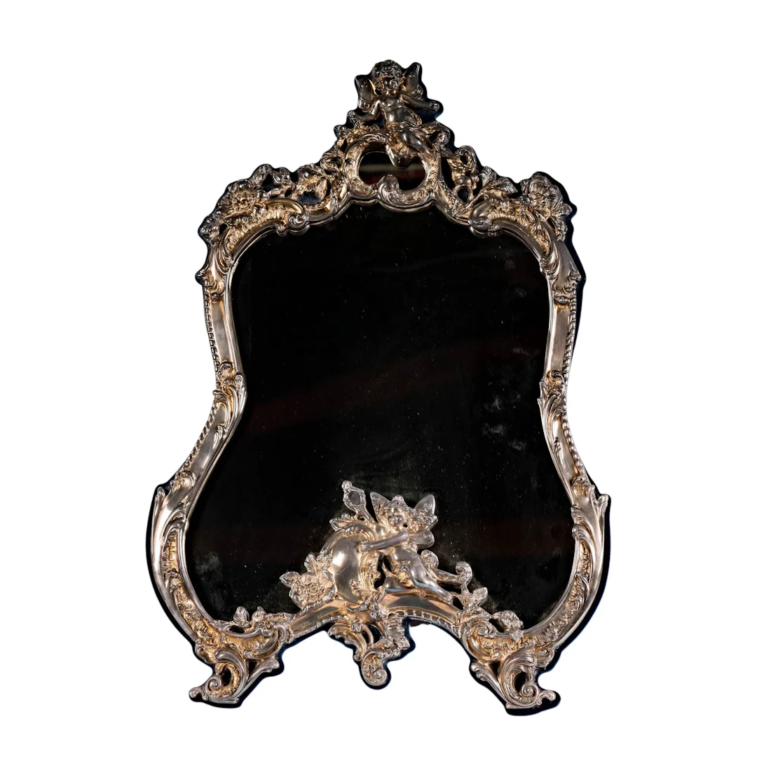 A Sterling Silver Rococo Dresser Mirror