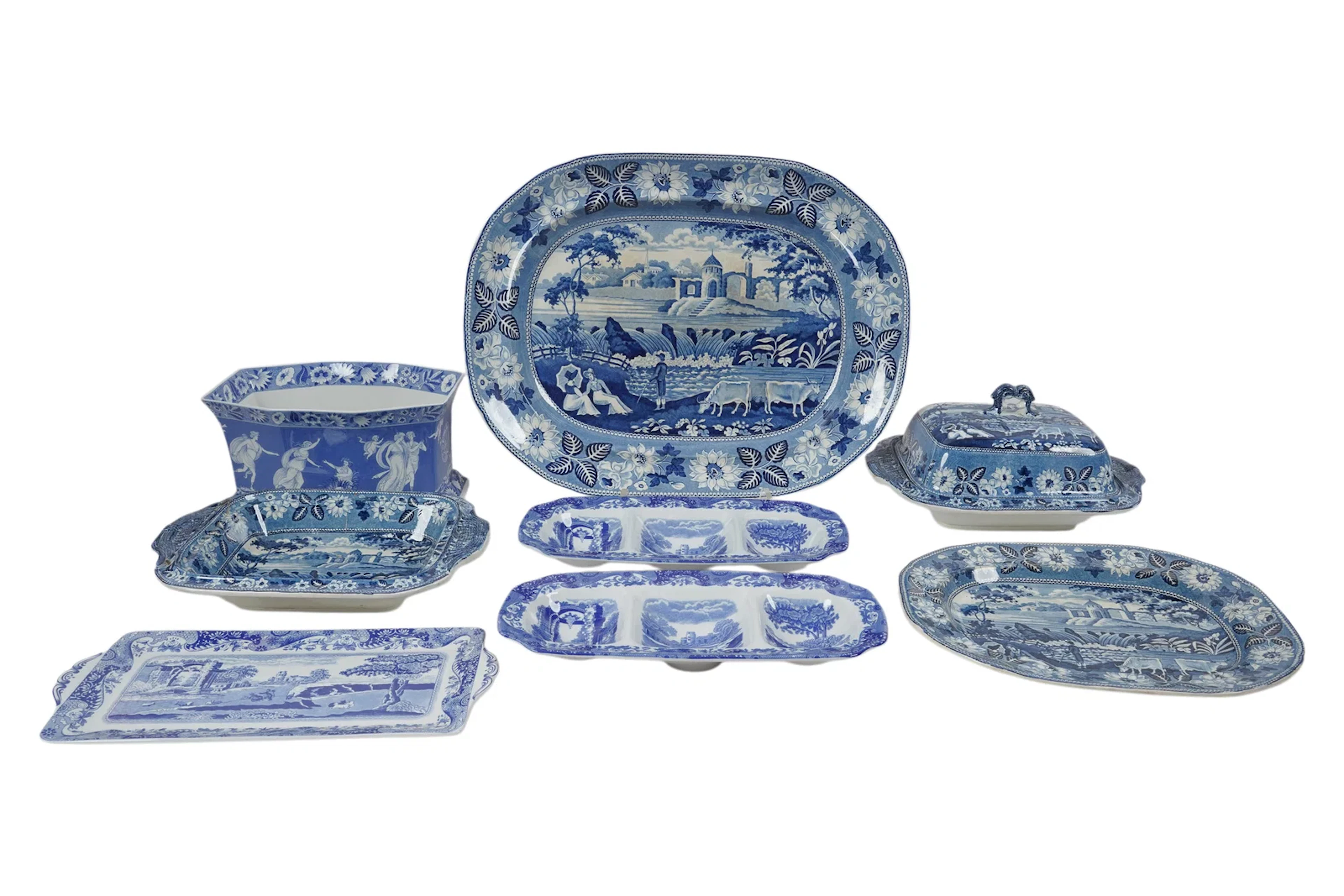 A Collection of English Blue and White Porcelain