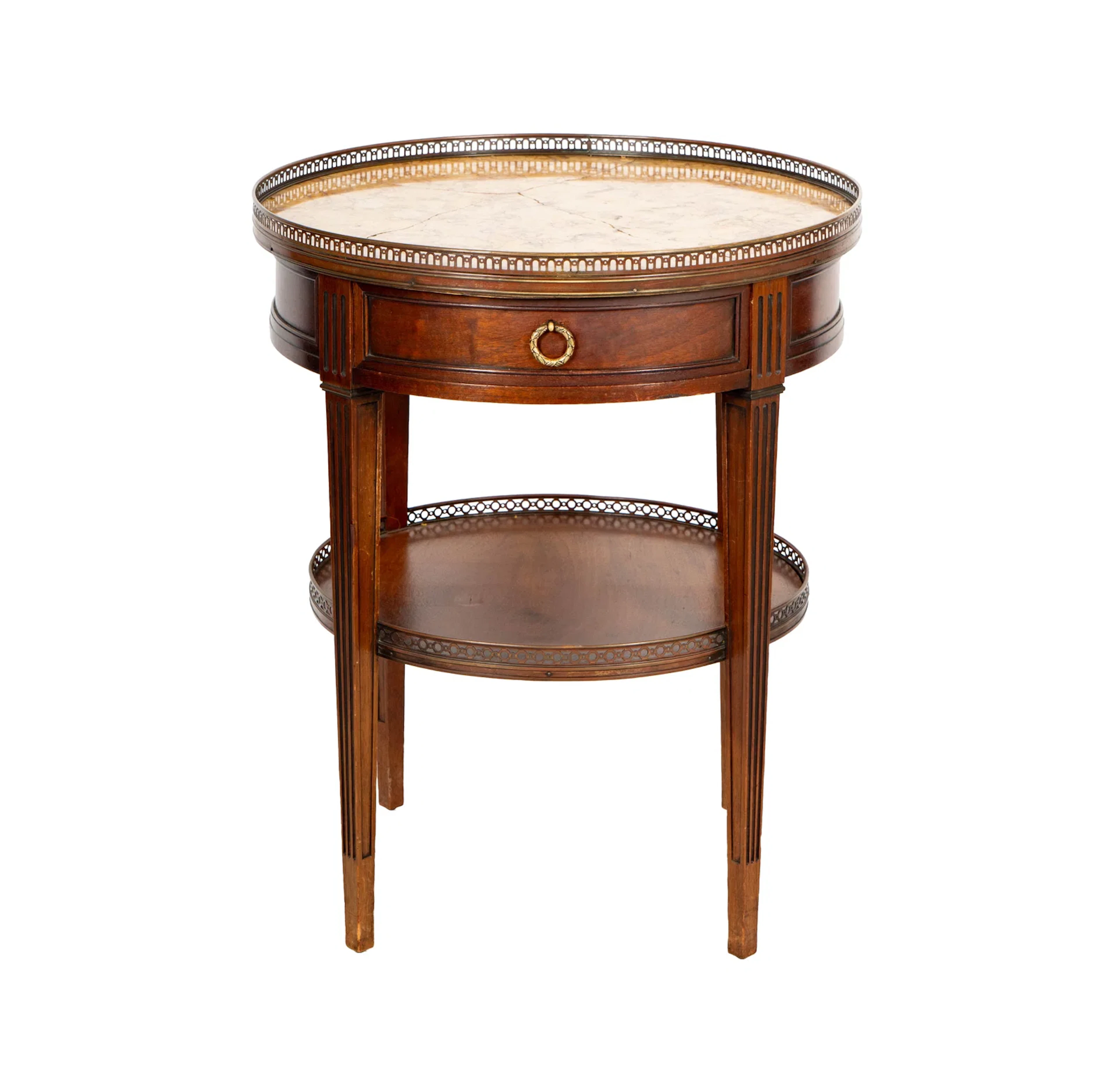 Neoclassical-Style Gallery Rim Marble Top Table