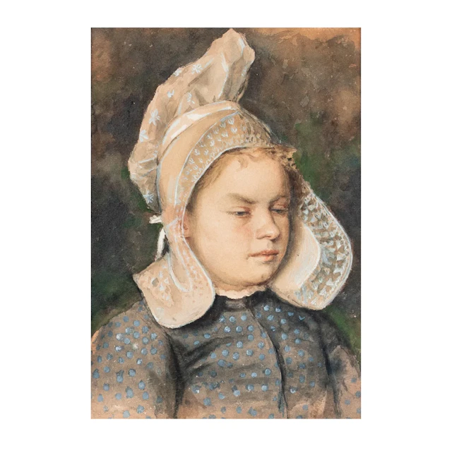 A Continental School Portrait of a Young Breton Girl