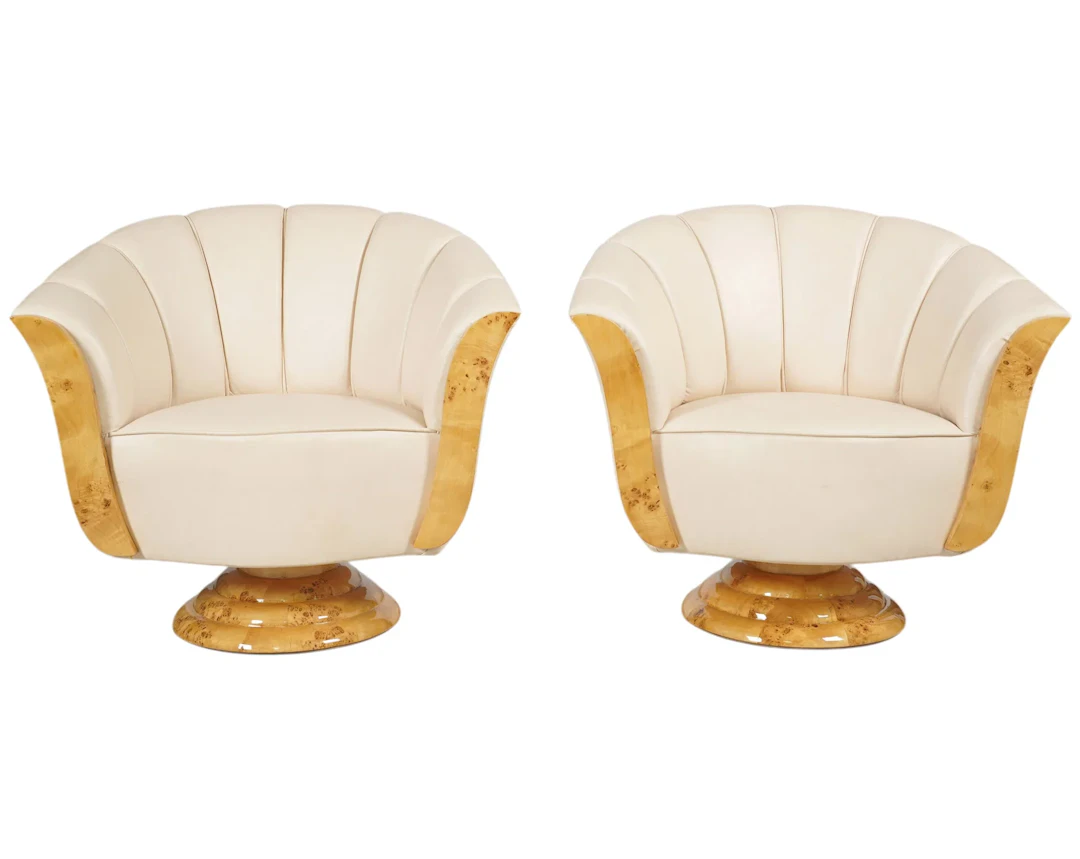 A Pair of Art Deco-Style Leather Upholstered Chairs