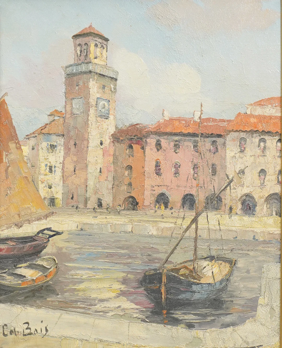 Mediterranean Coastal Harbor Scene