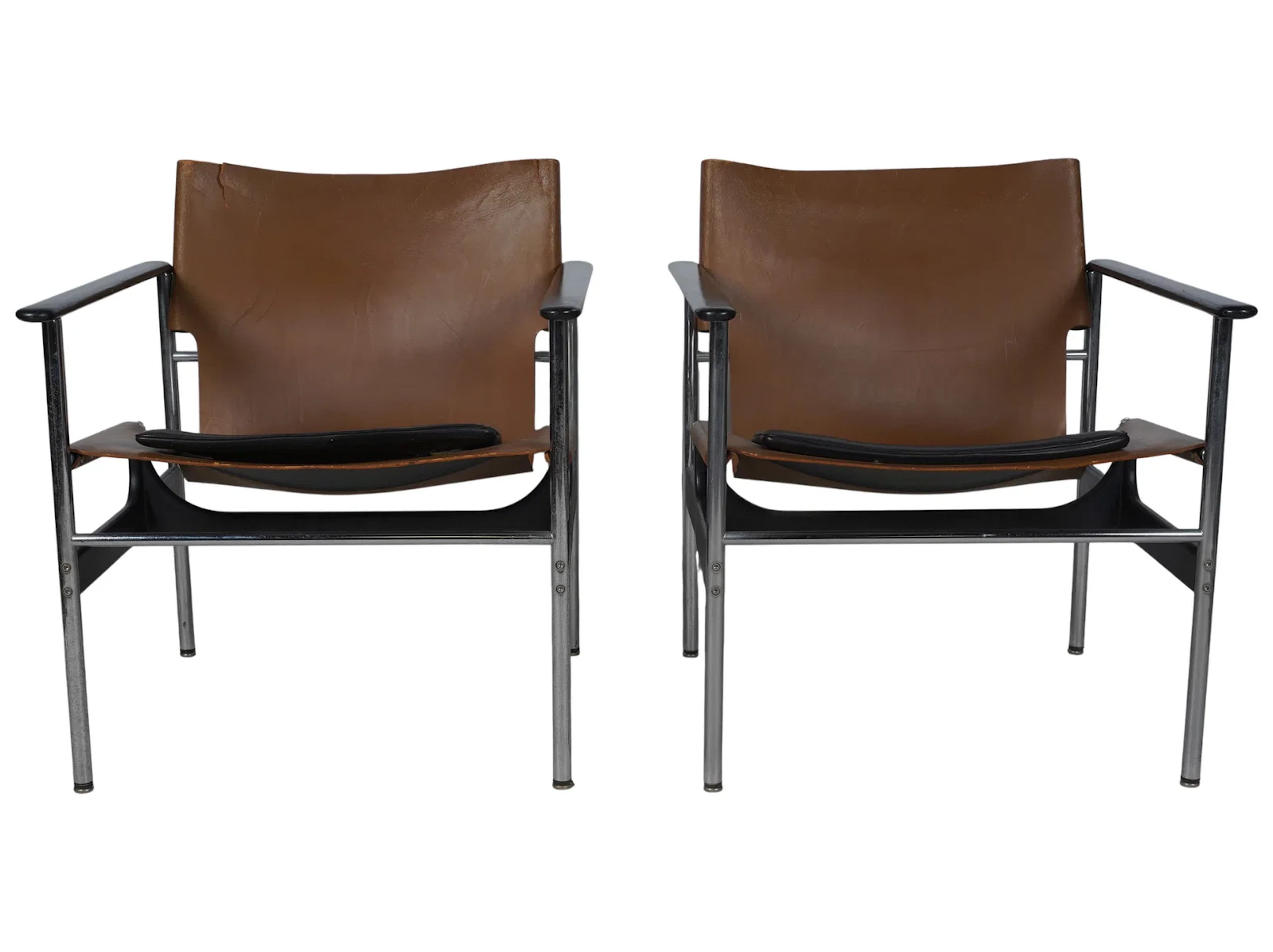 Charles Pollock for Knoll, A Pair of Model 657 Sling Chairs