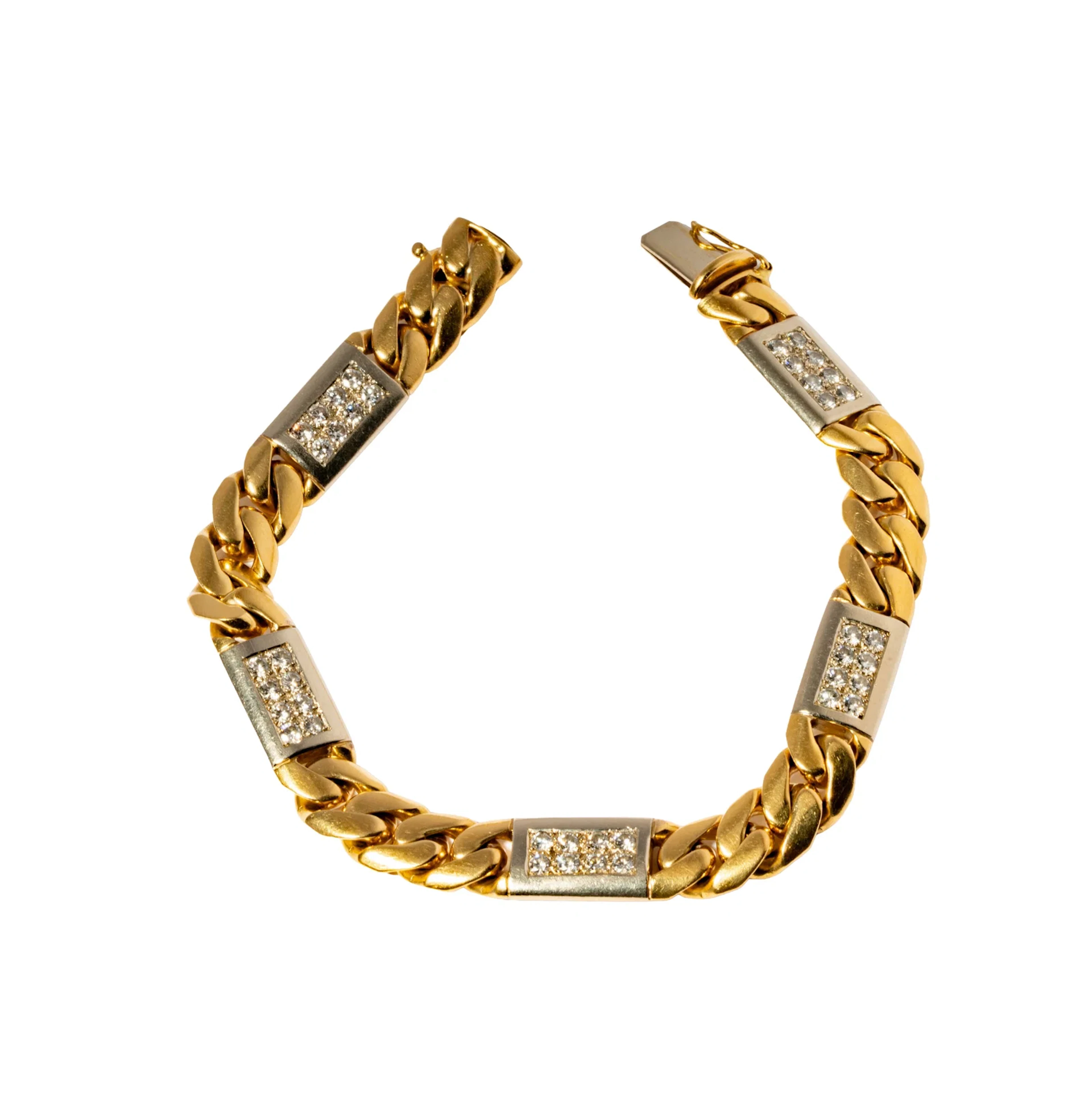 14-Karat Yellow Gold Diamond Curb Link Bracelet
