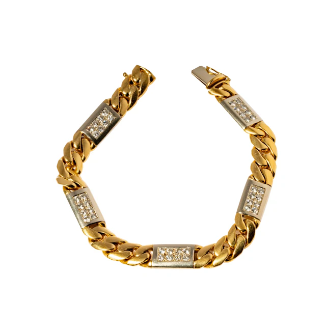 14-Karat Yellow Gold Diamond Curb Link Bracelet