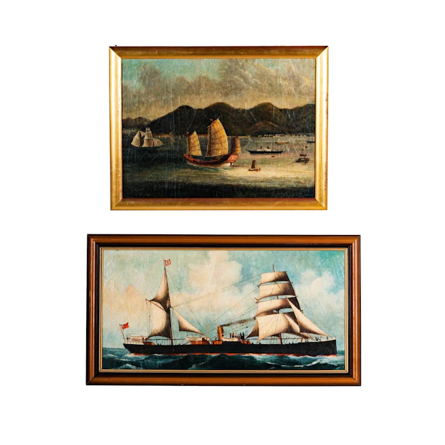 Two Chinese Export Ship Paintings