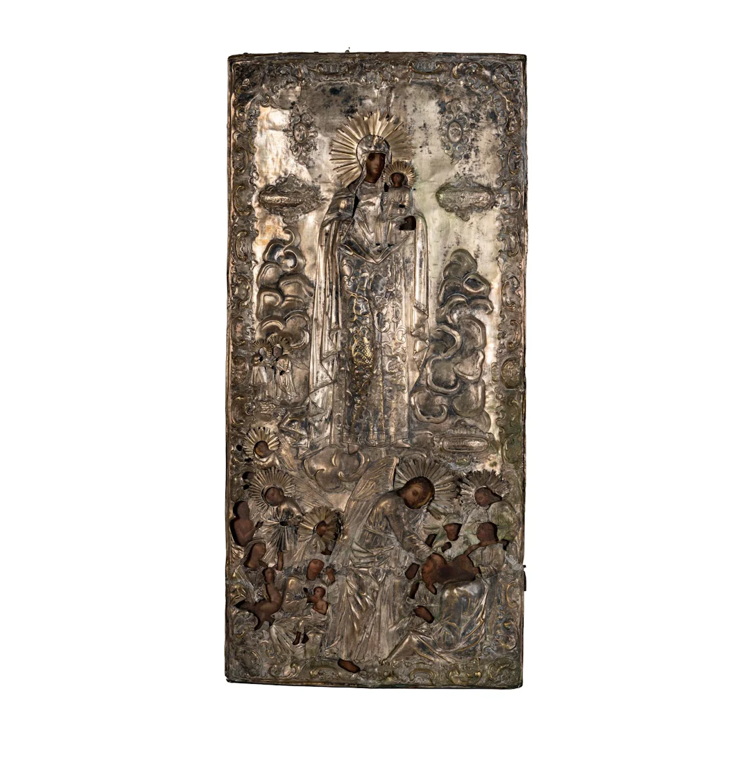 A Large Eastern Orthodox Icon of the Virgin and Child with Saints