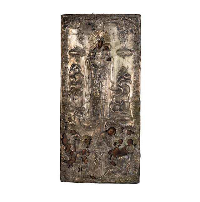 A Large Eastern Orthodox Icon of the Virgin and Child with Saints