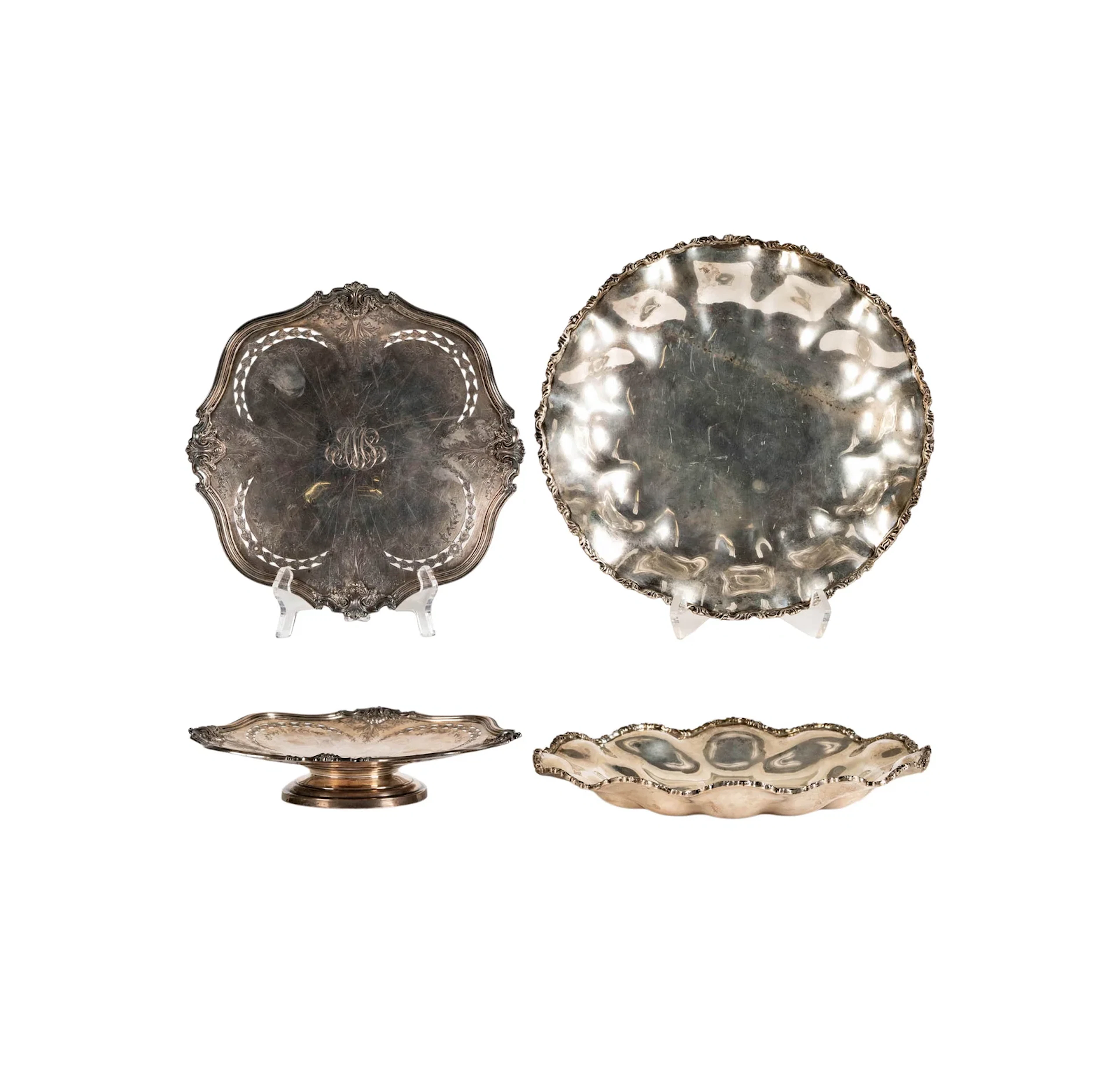 Two Sterling Silver Serving Plates