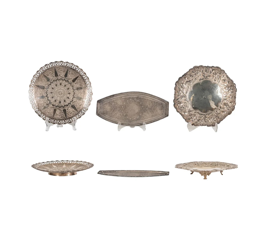 Three Persian Silver Trays