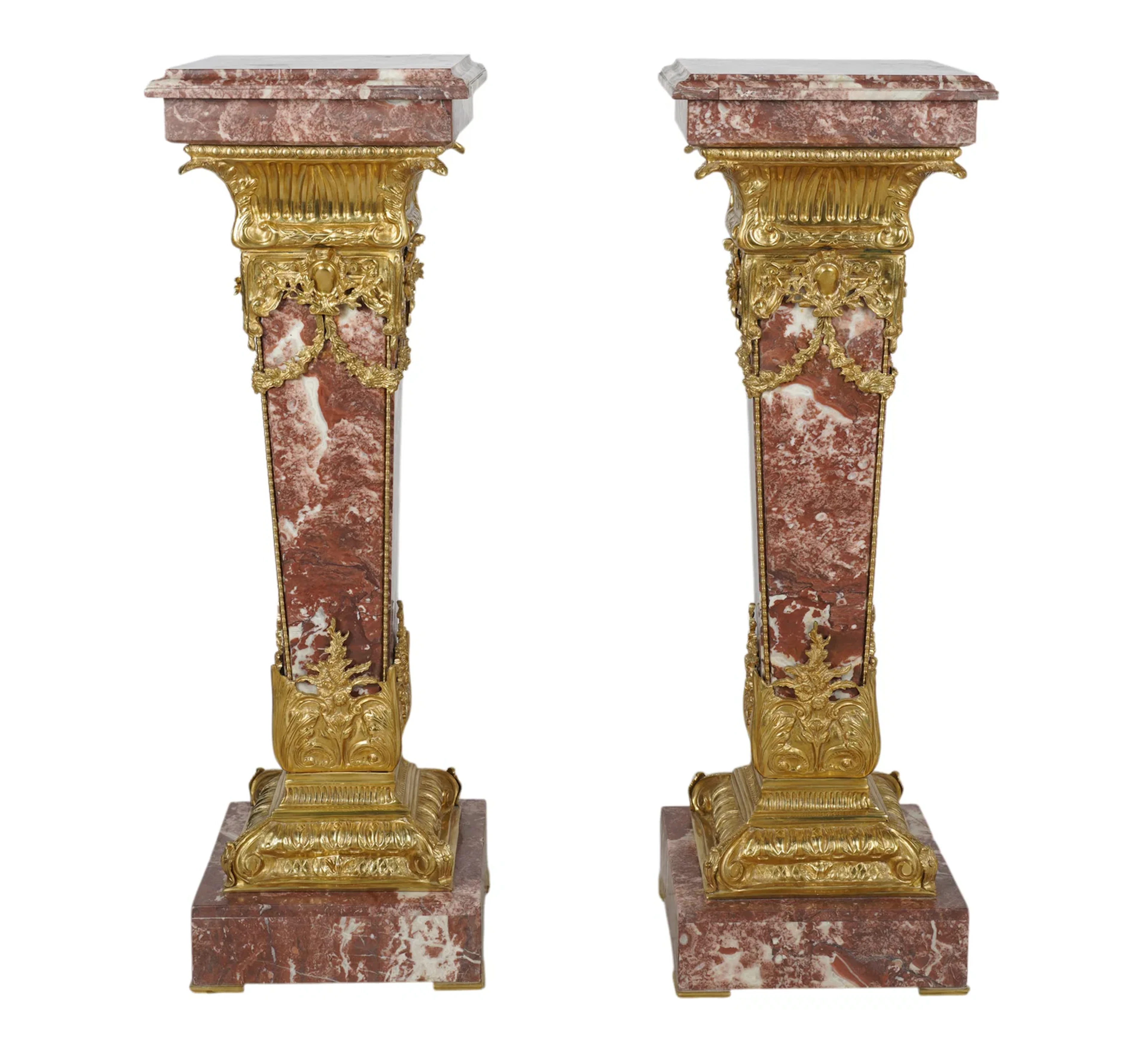 A Pair of French Louis XVI-Style Marble Pedestals