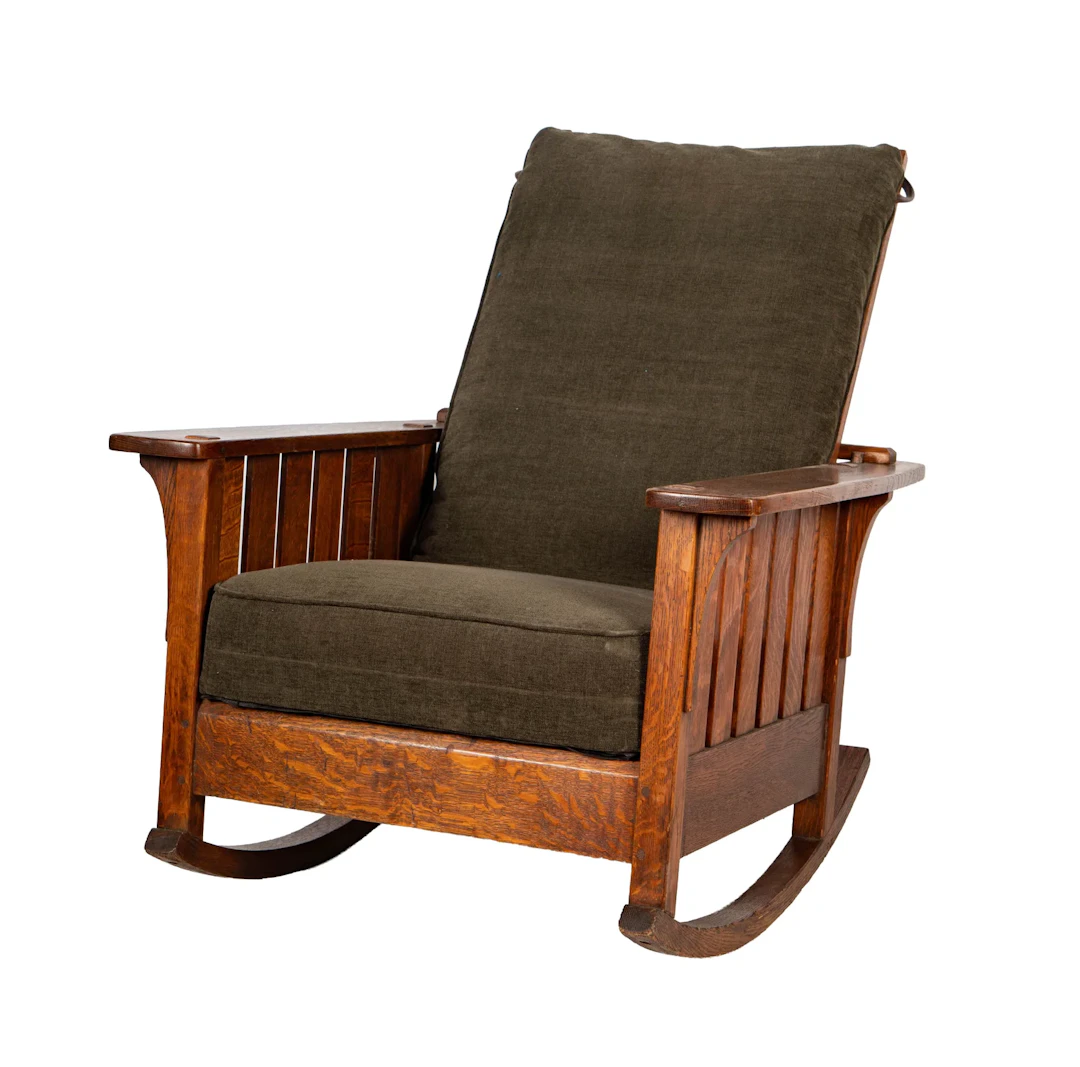 L&JG Stickley #475 Fixed-Back Slatted Rocker c1917