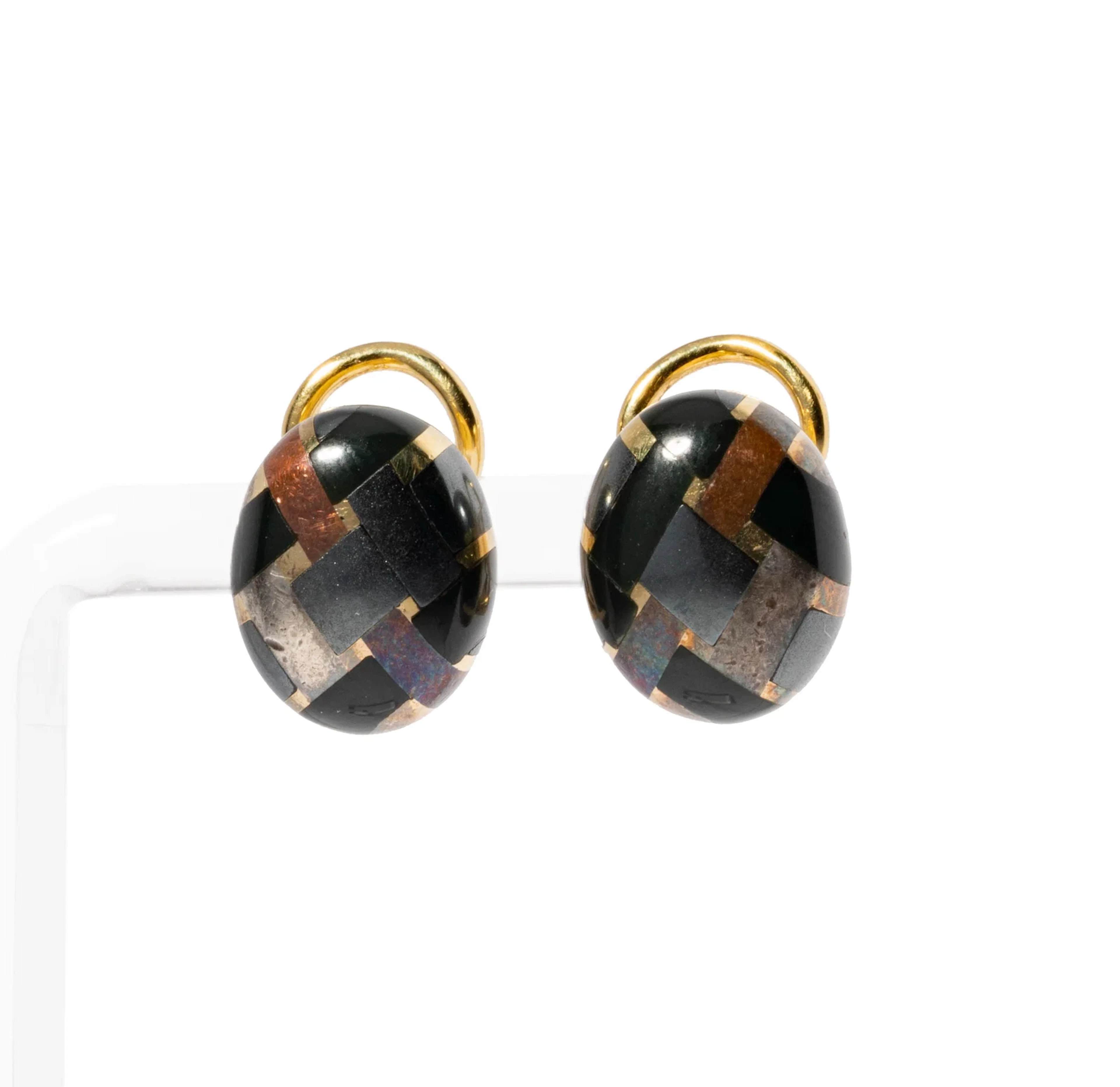 Angela Cummings 18 Karat Yellow Gold, Hematite, and Steel Earrings