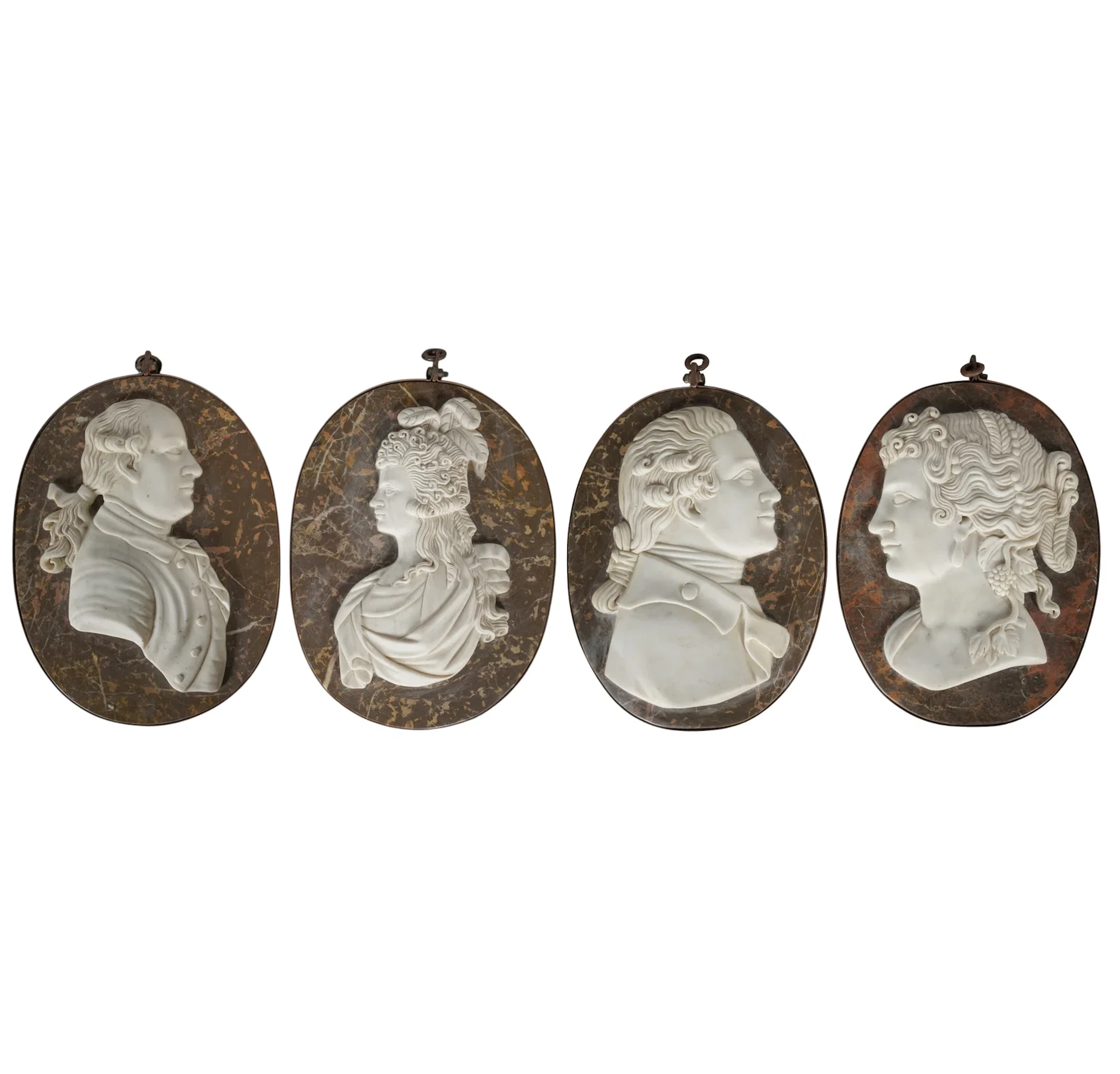 A Set of Four Italian Marble Portrait Plaques