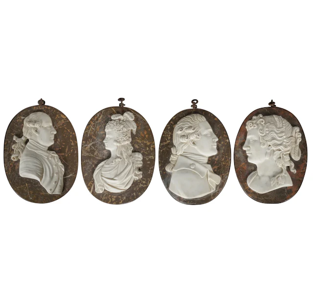 A Set of Four Italian Marble Portrait Plaques