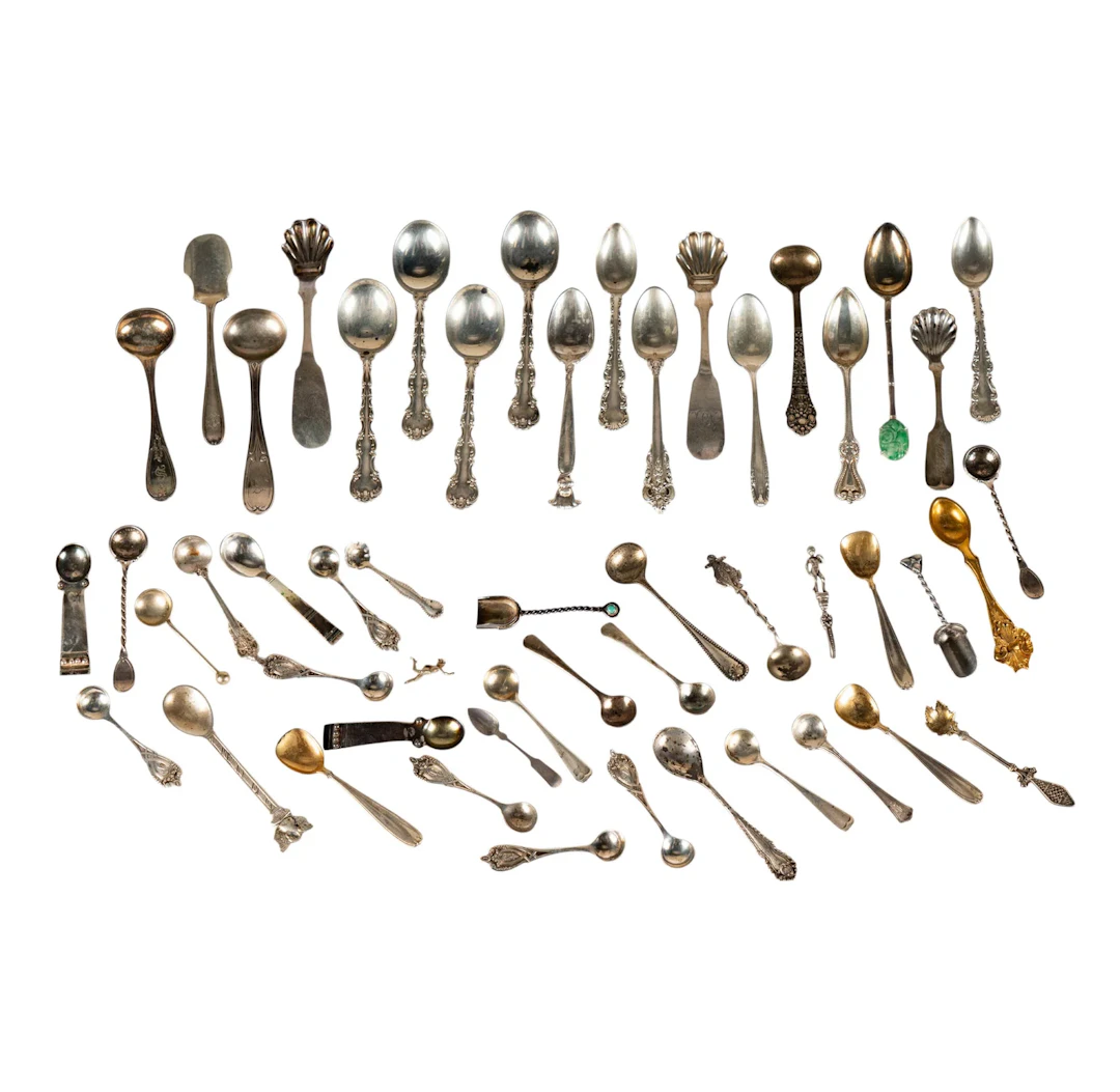A Collection of Sterling Silver Salt and Demitasse Spoons