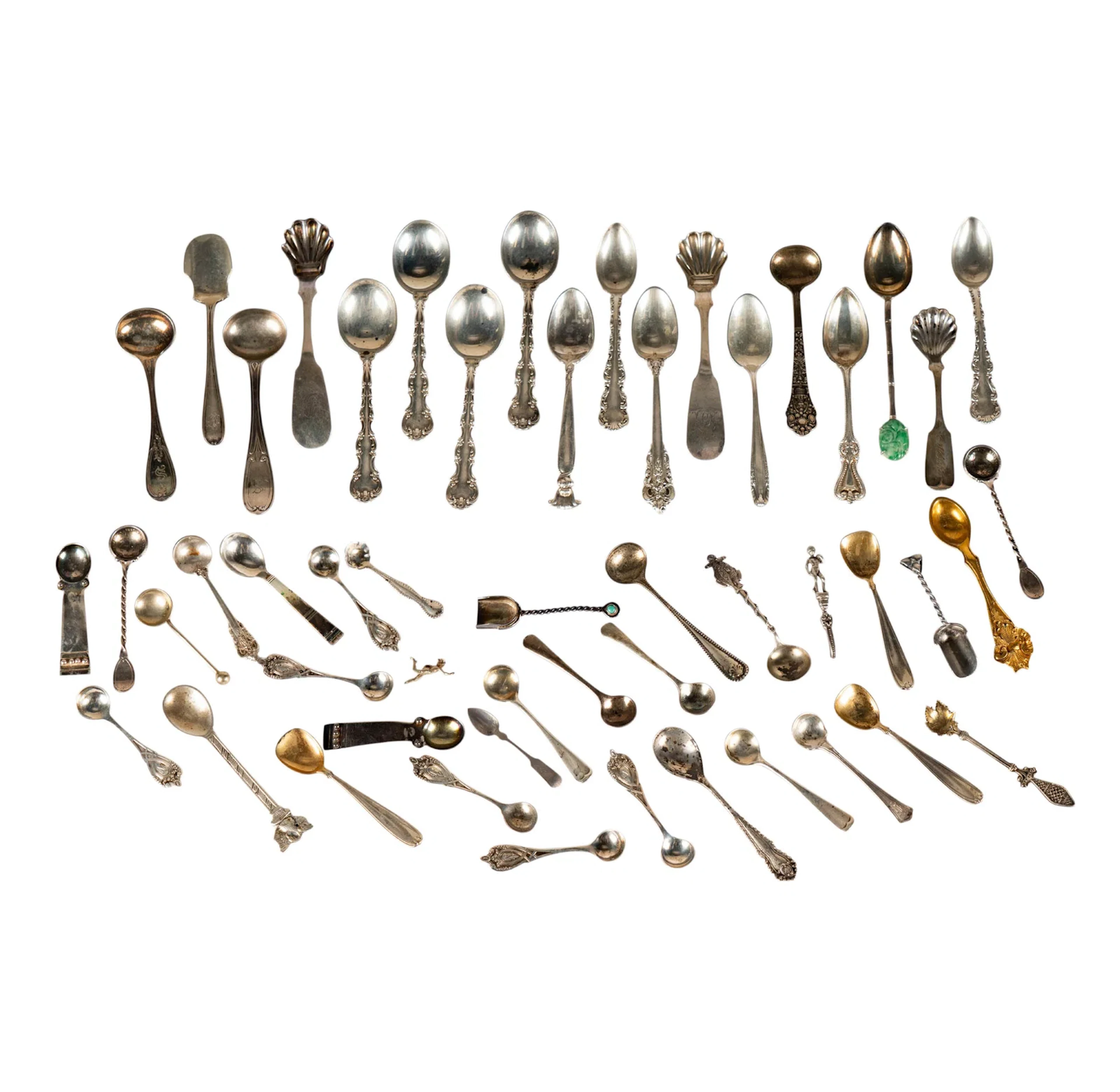 A Collection of Sterling Silver Salt and Demitasse Spoons