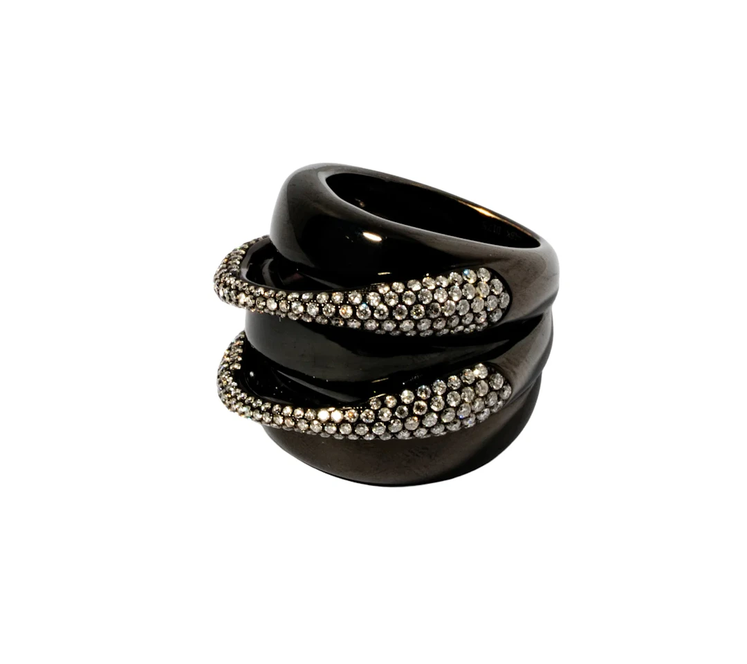 18 Karat and Black Rhodium Diamond Band