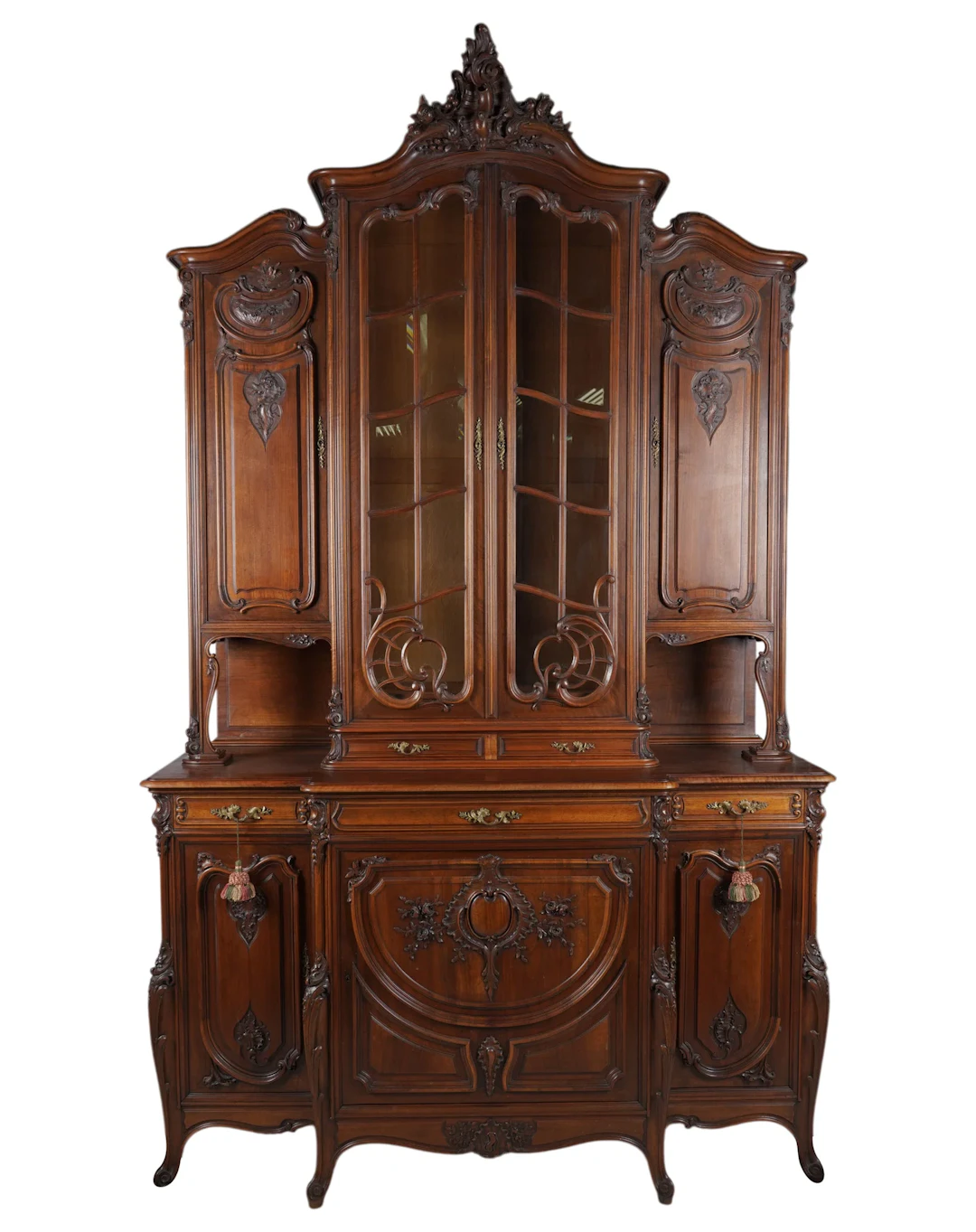 French Rococo-Style Carved Wood Buffet a Deux Corps