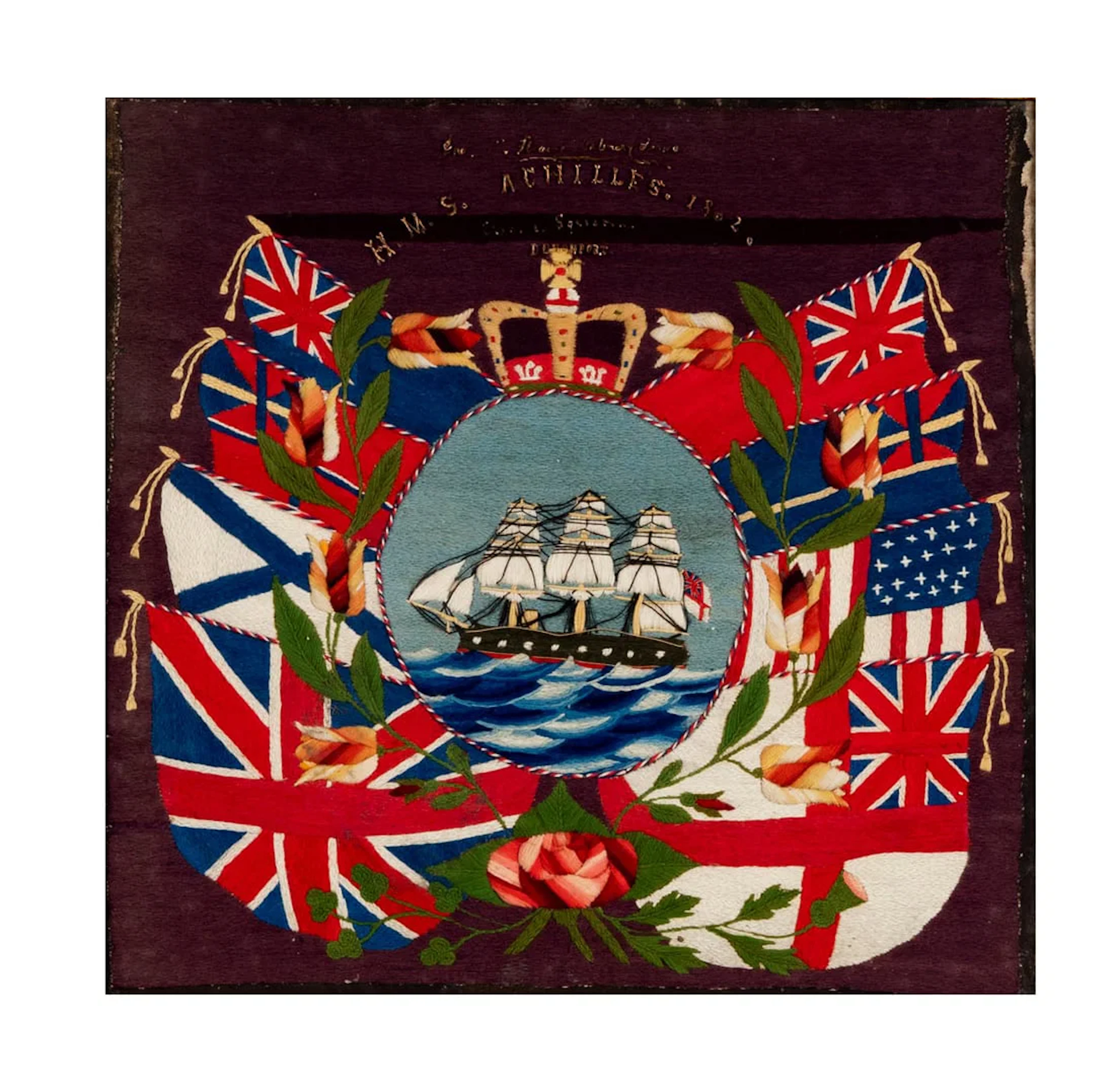 A HMS Achilles Sailor Wool Work