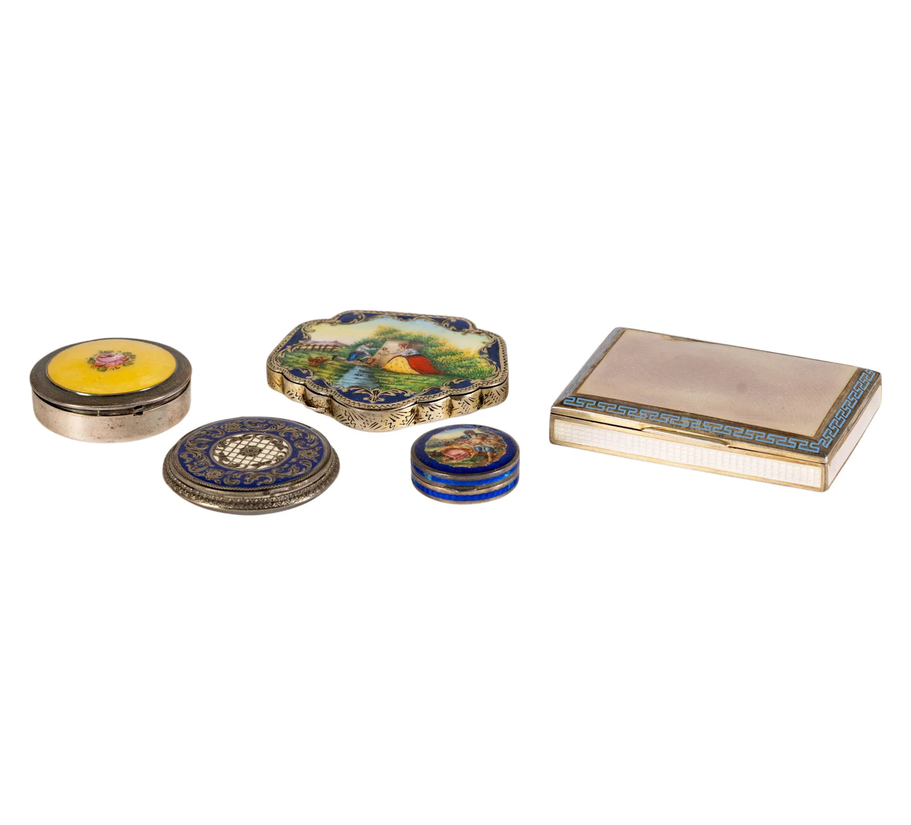 A Collection of Silver and Enamel Boxes