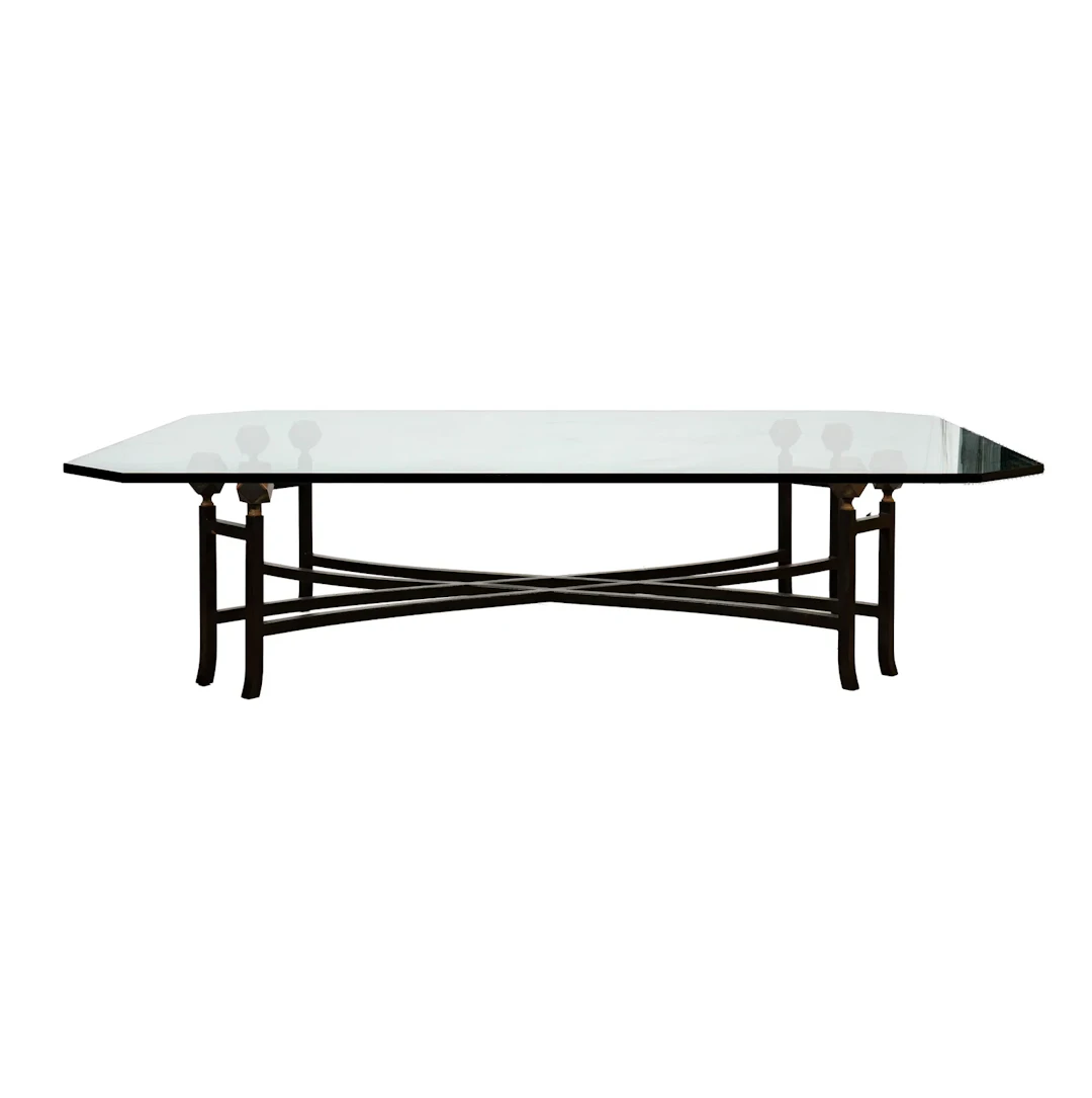 Brass and Iron Glass Top Coffee Table