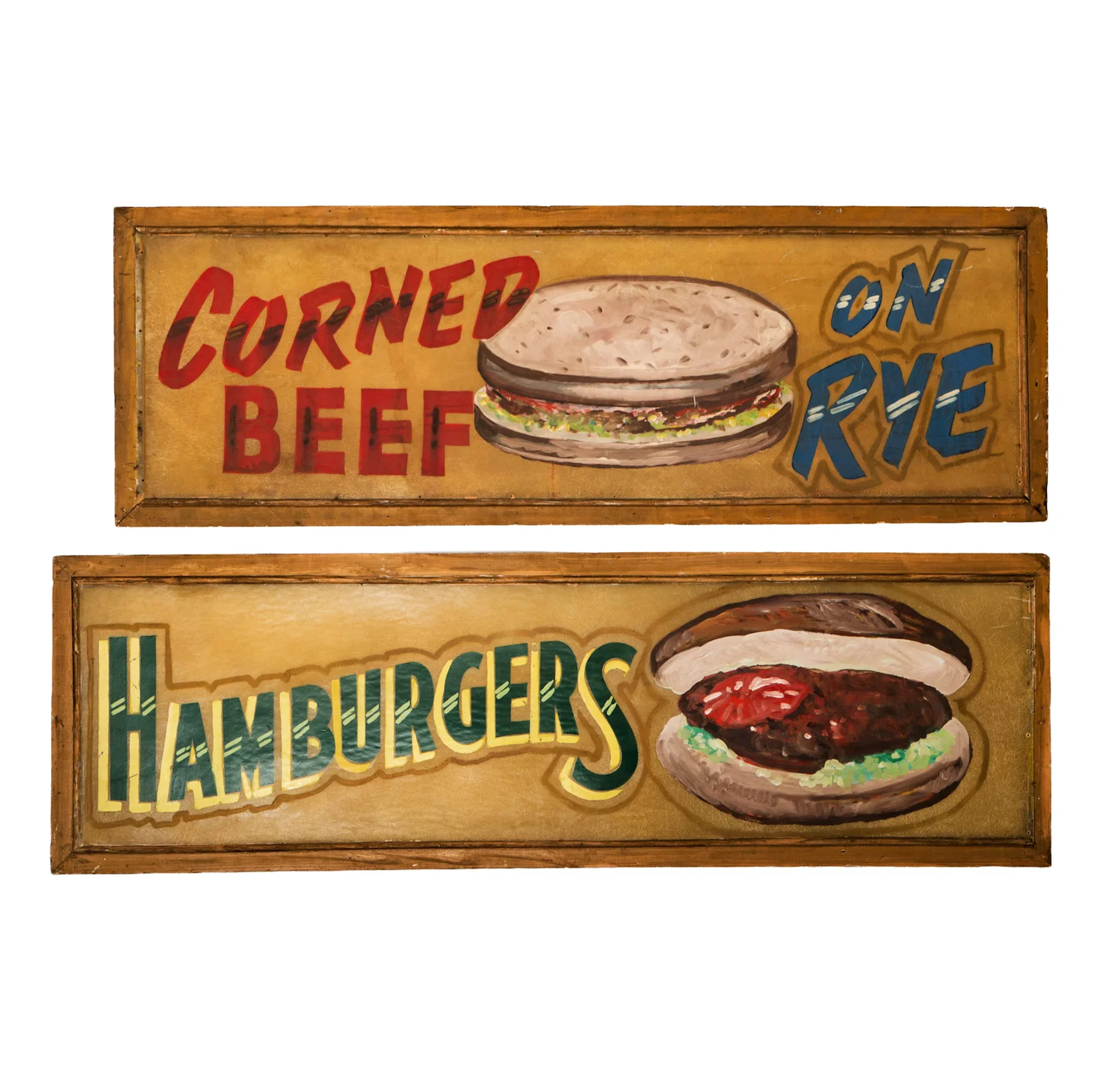 Hamburgers and Corned Beef Restaurant Signs