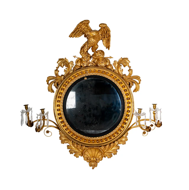 A Regency Giltwood Convex Girandole Mirror