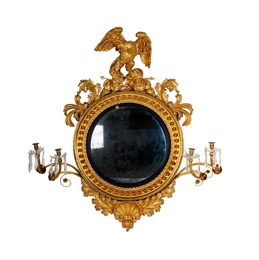 A Regency Giltwood Convex Girandole Mirror