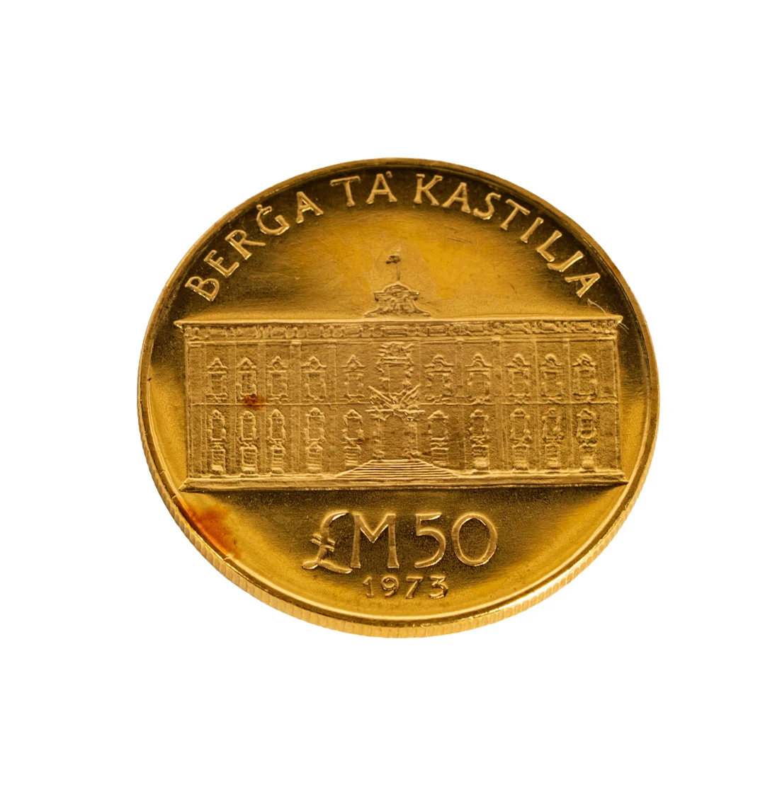 1973 Malta 50 Liri Pounds Gold Coin