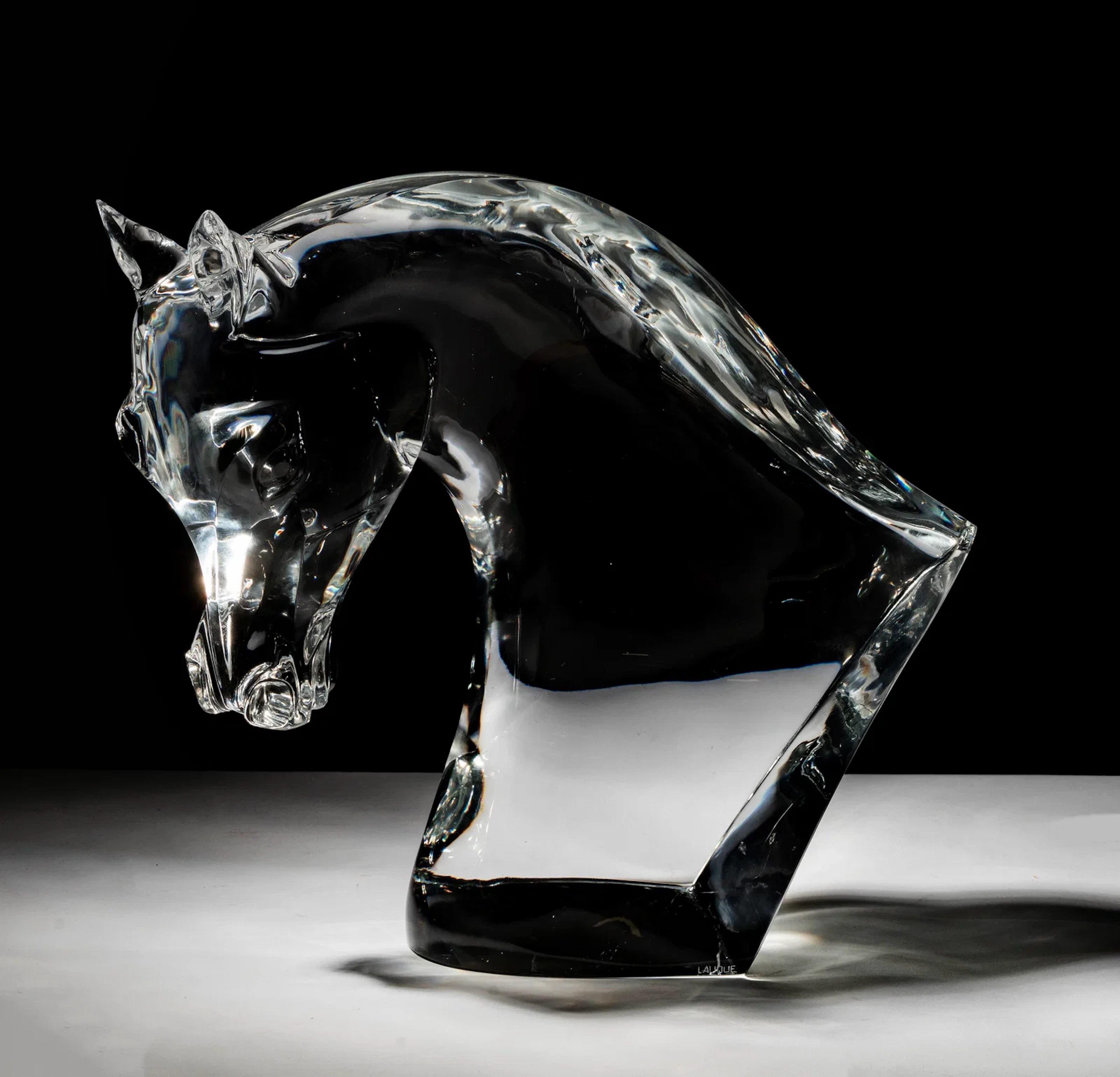 A Lalique Horse's Head Tete de Cheval Sculpture