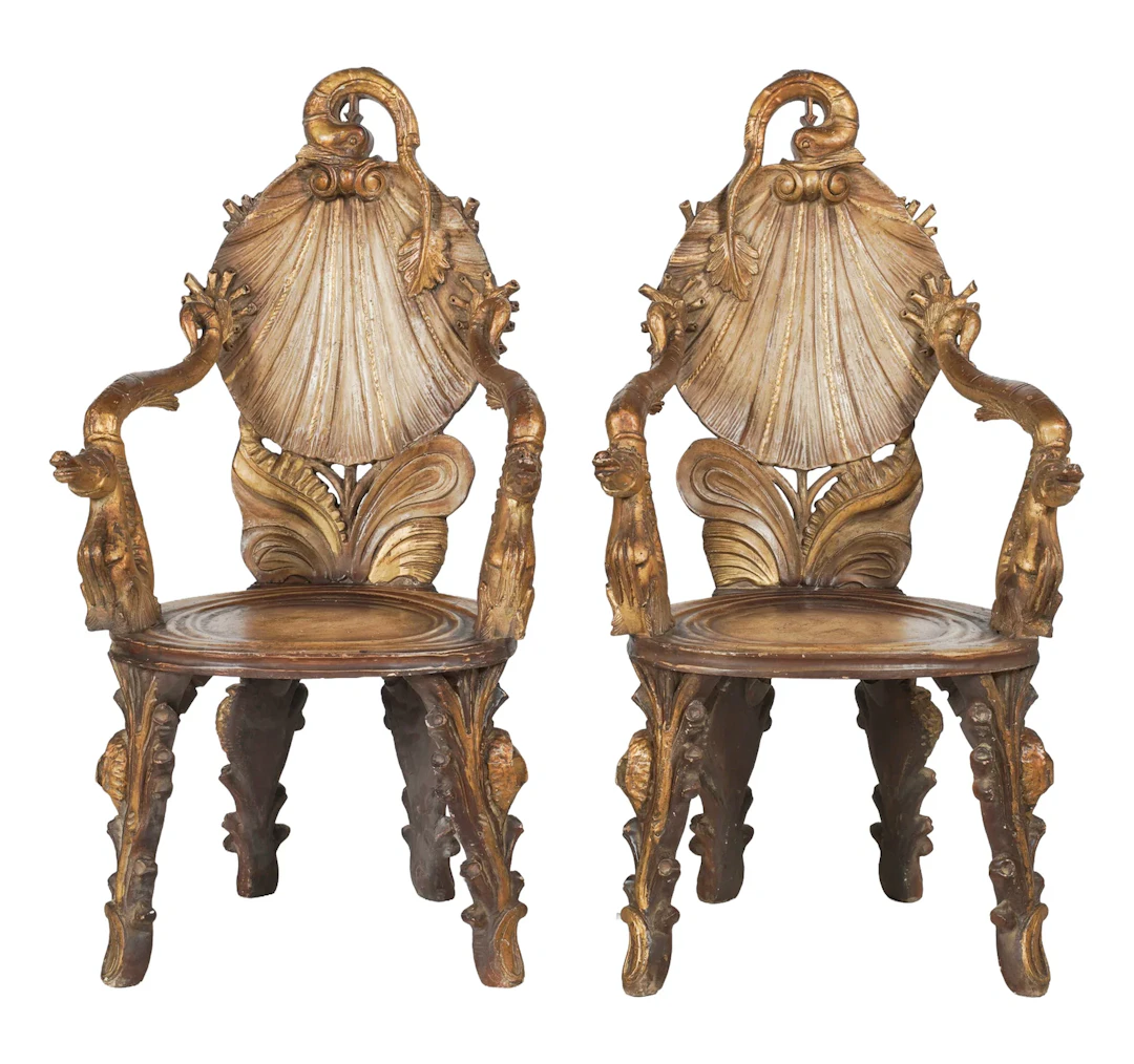 A Pair of Italian Grotto-Style Armchairs