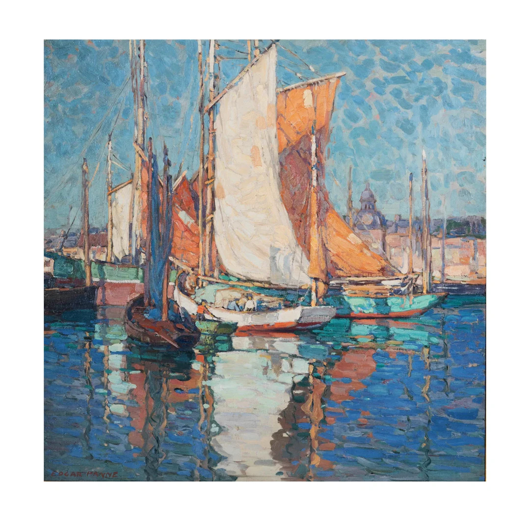 Edgar Alwin Payne, American 1883-1947, Sailboats in Harbor
