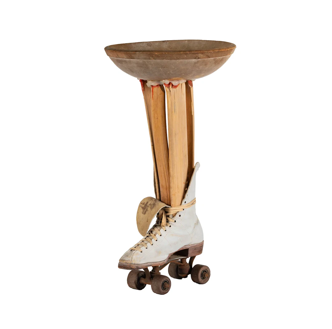 Untitled - Wood and Roller Blade Sculpture