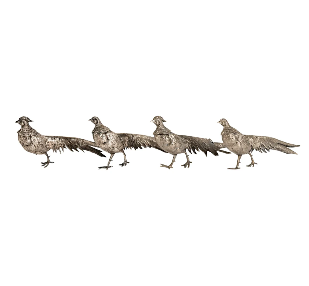 Four Silvered Pheasants