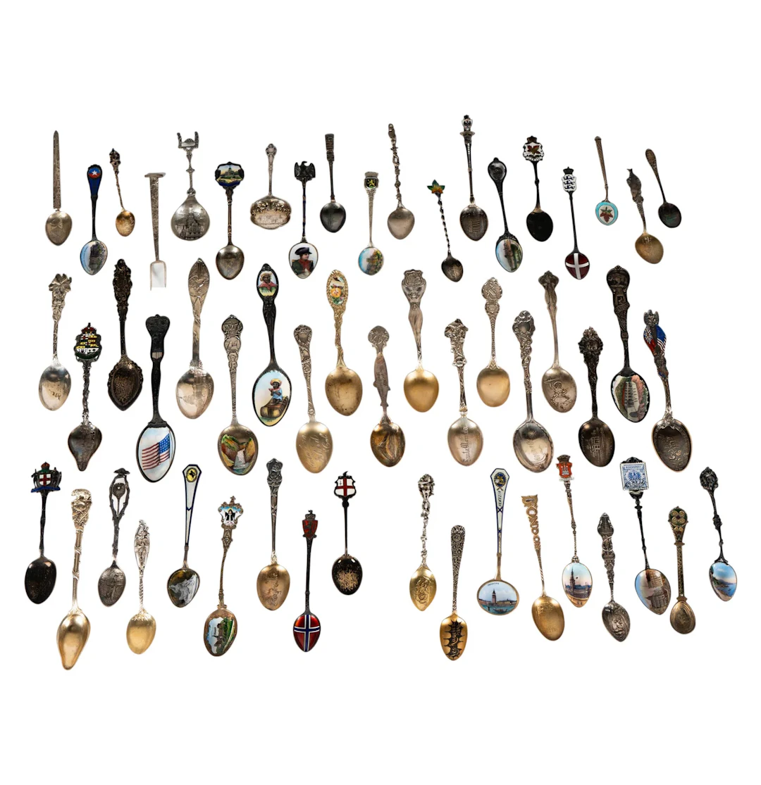 A Collection of Silver Souvenir Spoons