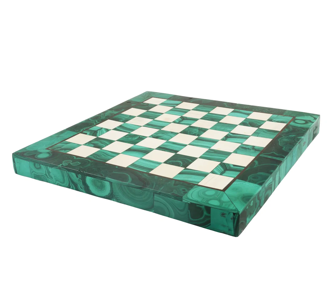 Malachite and Bone Veneer Chess Board