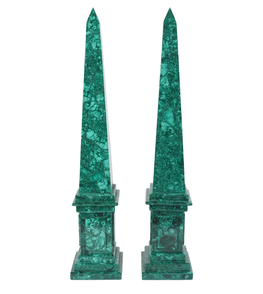 A Pair of Large Malachite Obelisks