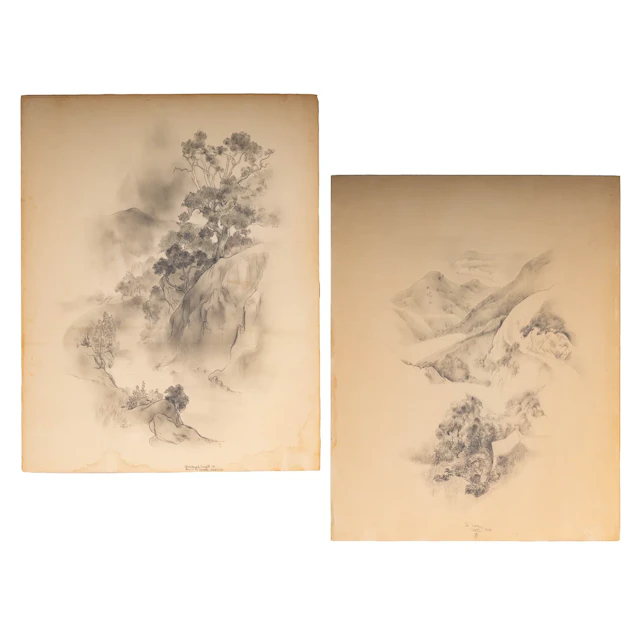 Stanton Macdonald-Wright, American 1890-1973, Two Landscape Drawings