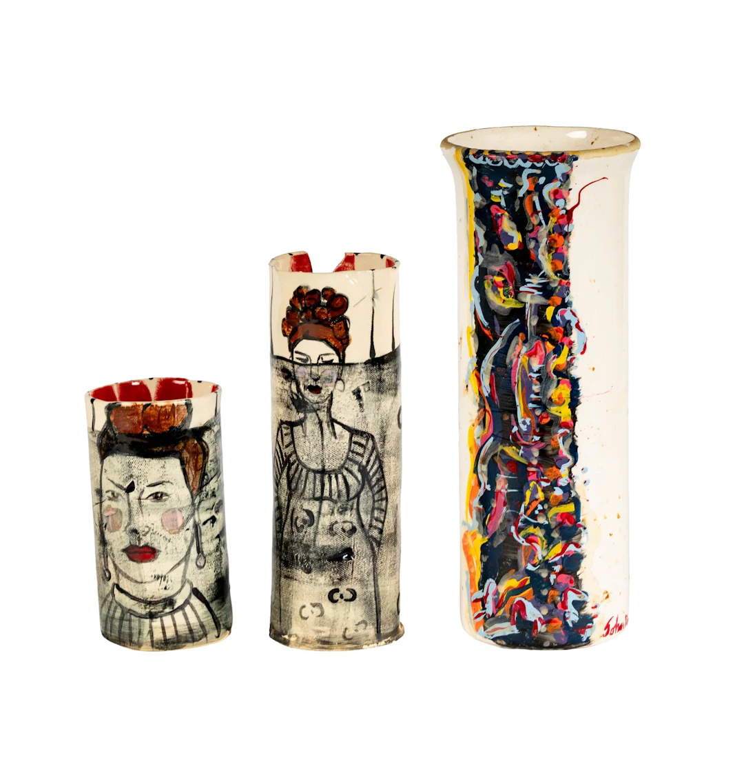 Three Studio Pottery Vases