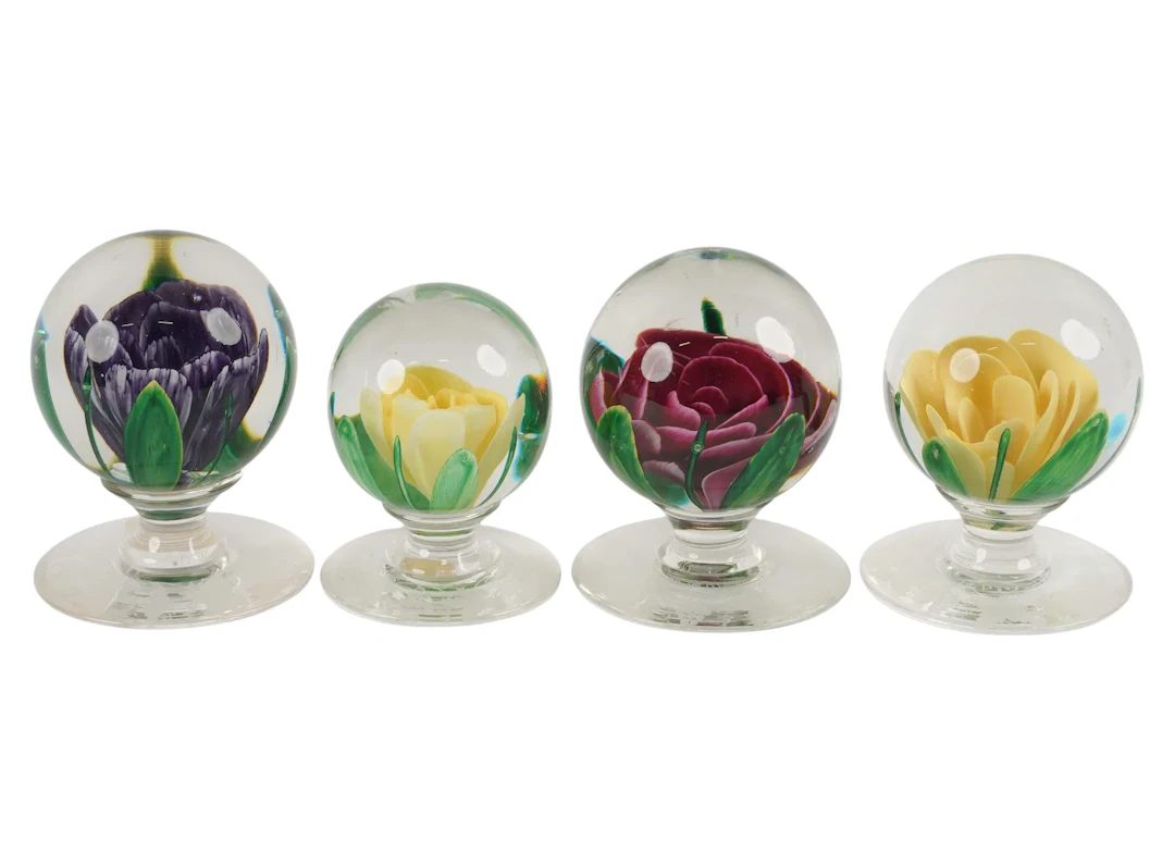 Four Pair Pairpoint Pedestal Paperweights