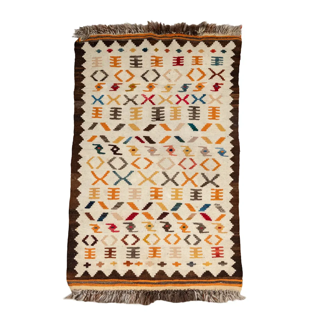 Moroccan Beige and Brown Rug 4' x 2'5"