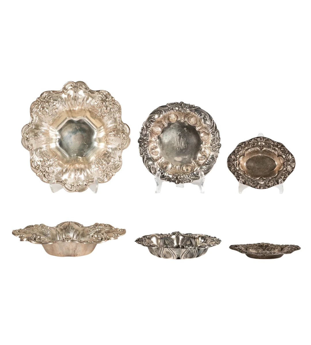 Three Sterling Silver Repousse Bowls