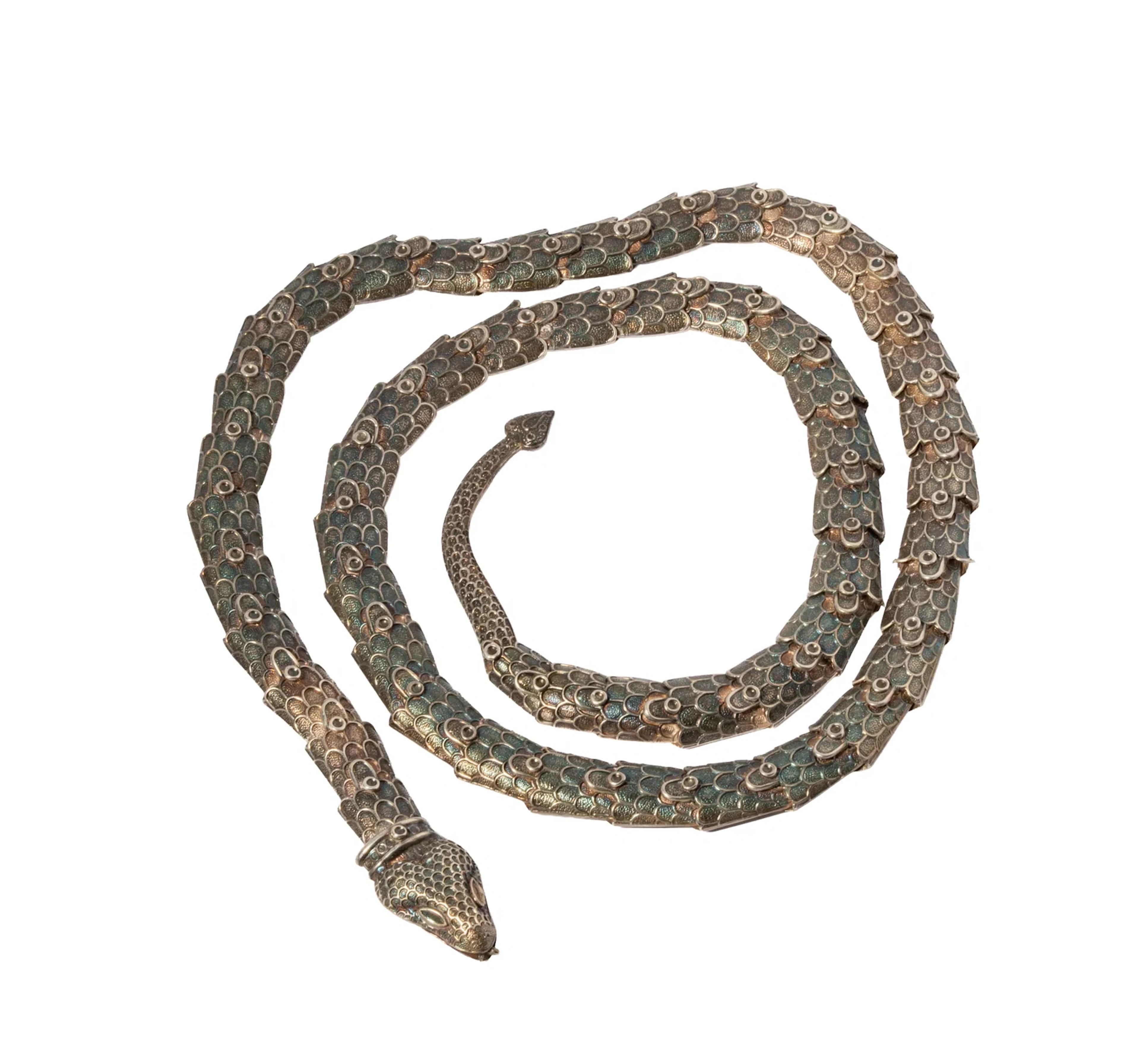 Margot De Taxco, Sterling Silver Snake Necklace