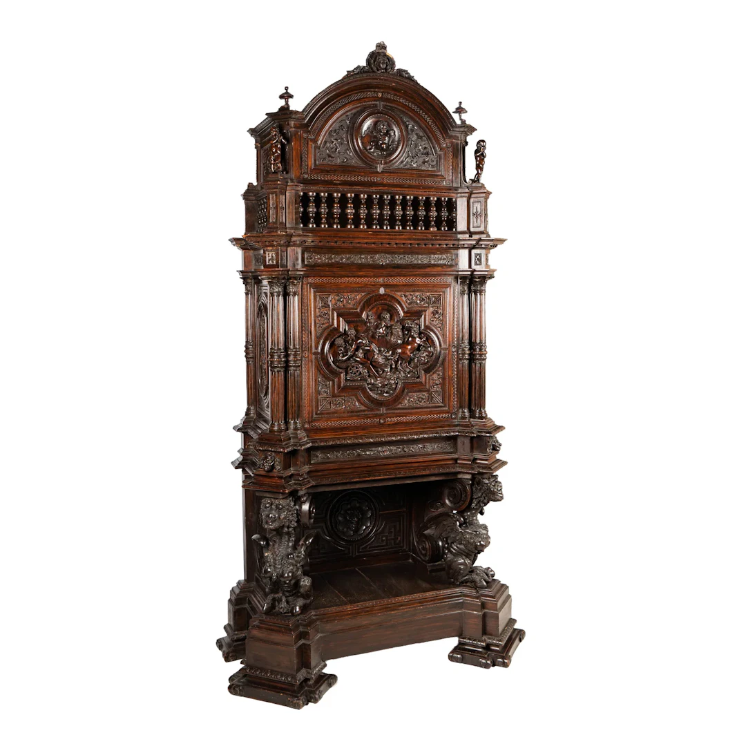 A Northern Italian Renaissance-Style Carved Walnut Cabinet
