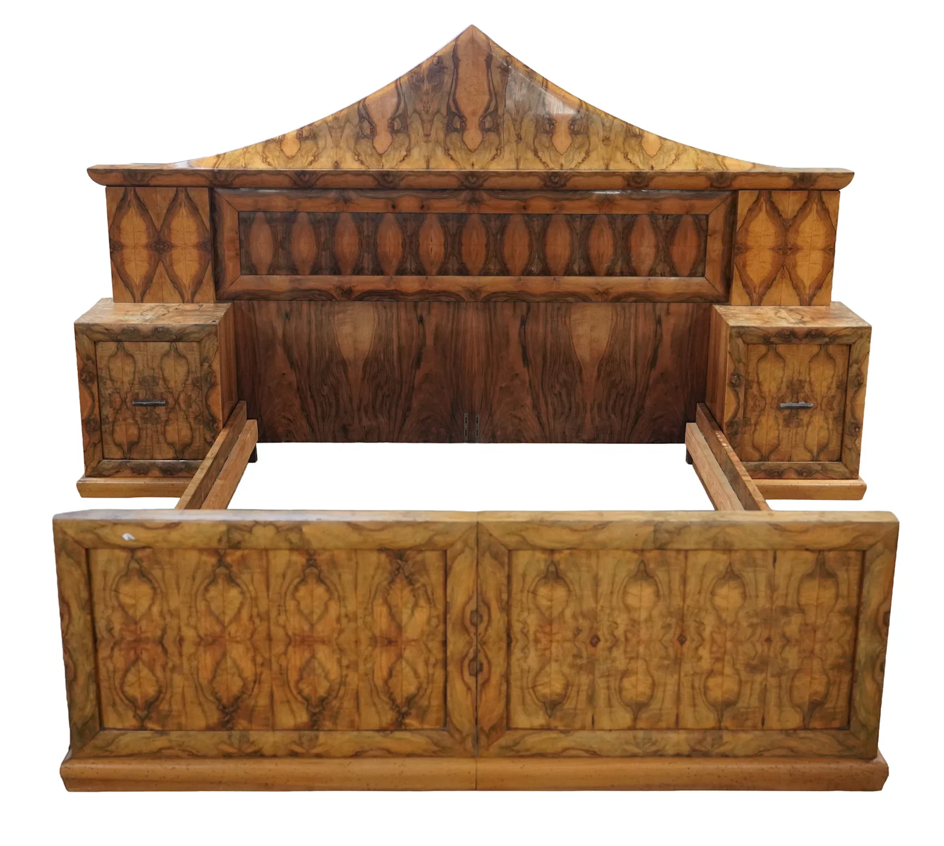 An Italian Art Deco Burlwood Bed