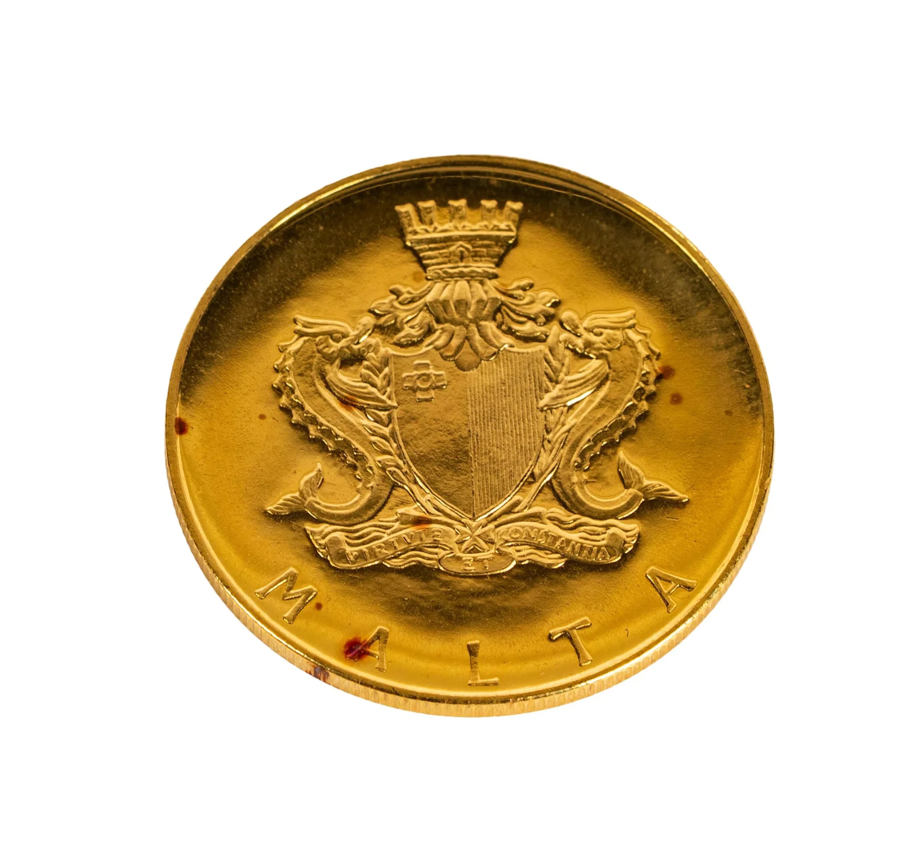 1974 Malta 50 Liri Pounds Gold Coin