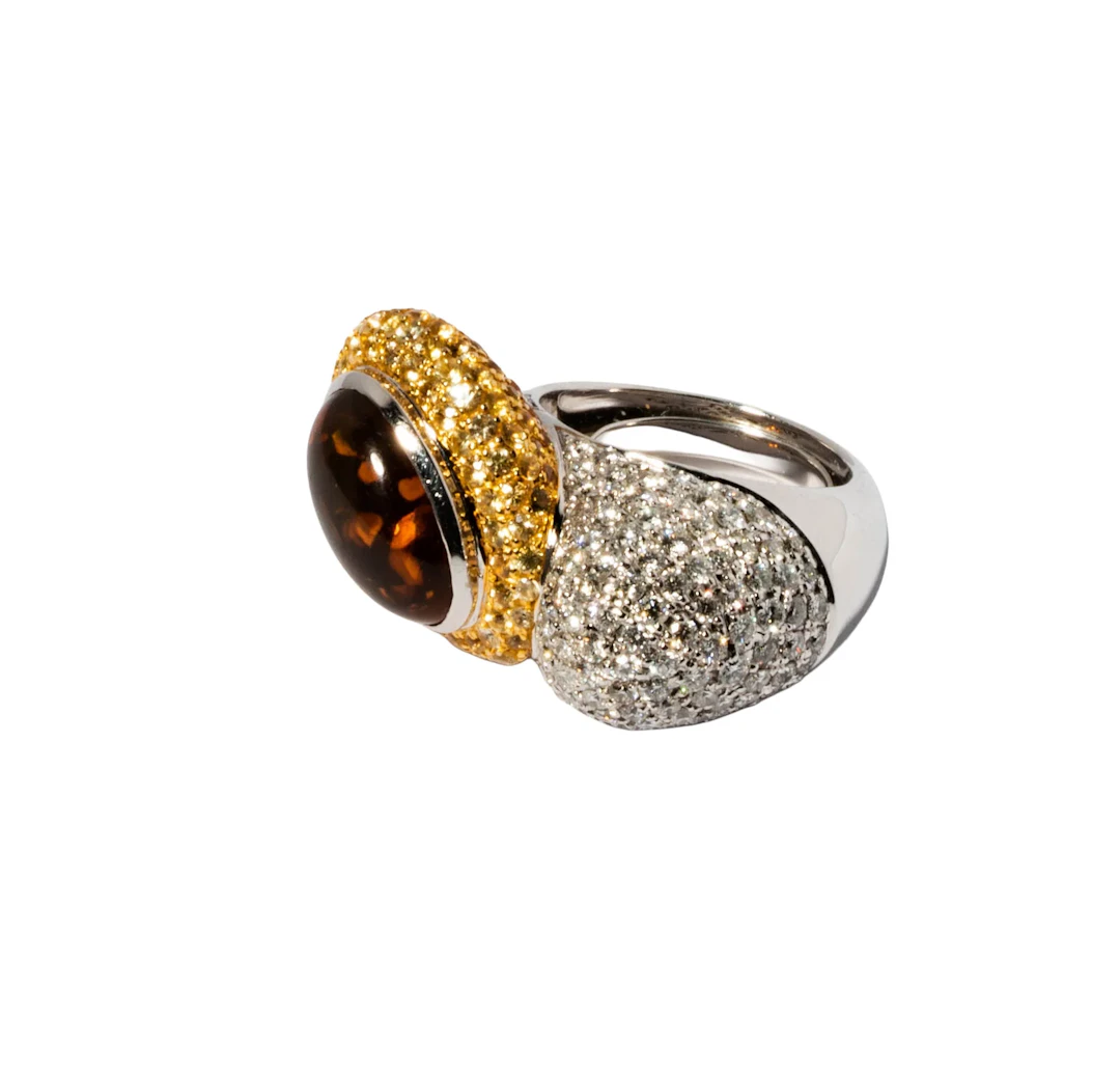 Salavetti 18 Karat Gold, Diamond, and Citrine Ring